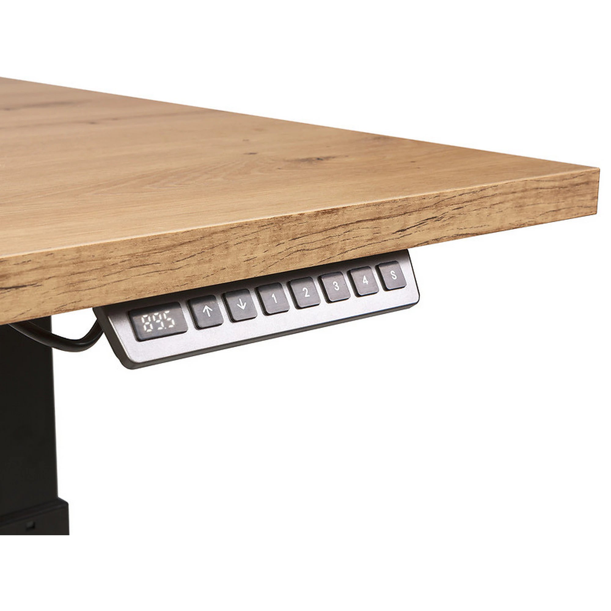 Masa birou SPACE OFFICE, stejar artisan/negru, PAL laminat/metal, pe stanga cu inaltime reglabila, 140x90x72-120 cm