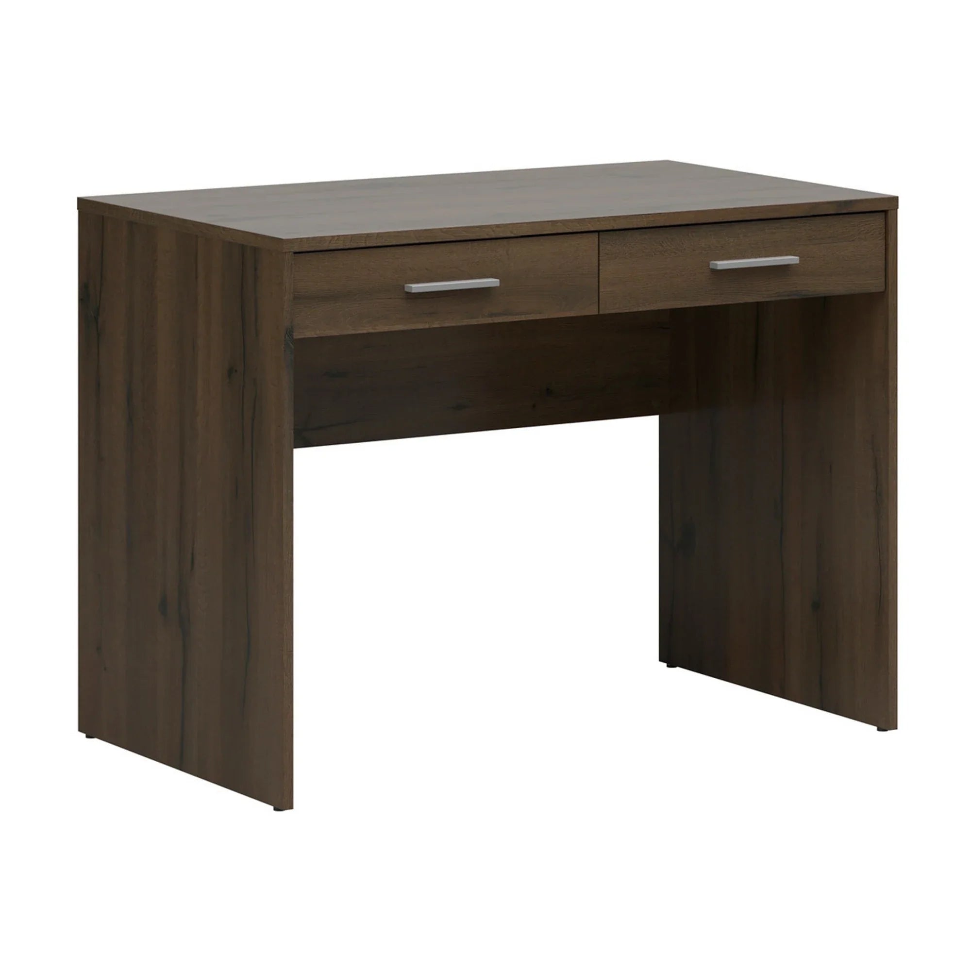Birou NEPO PLUS, stejar inchis, PAL laminat, cu 2 sertare, 100x59x76 cm