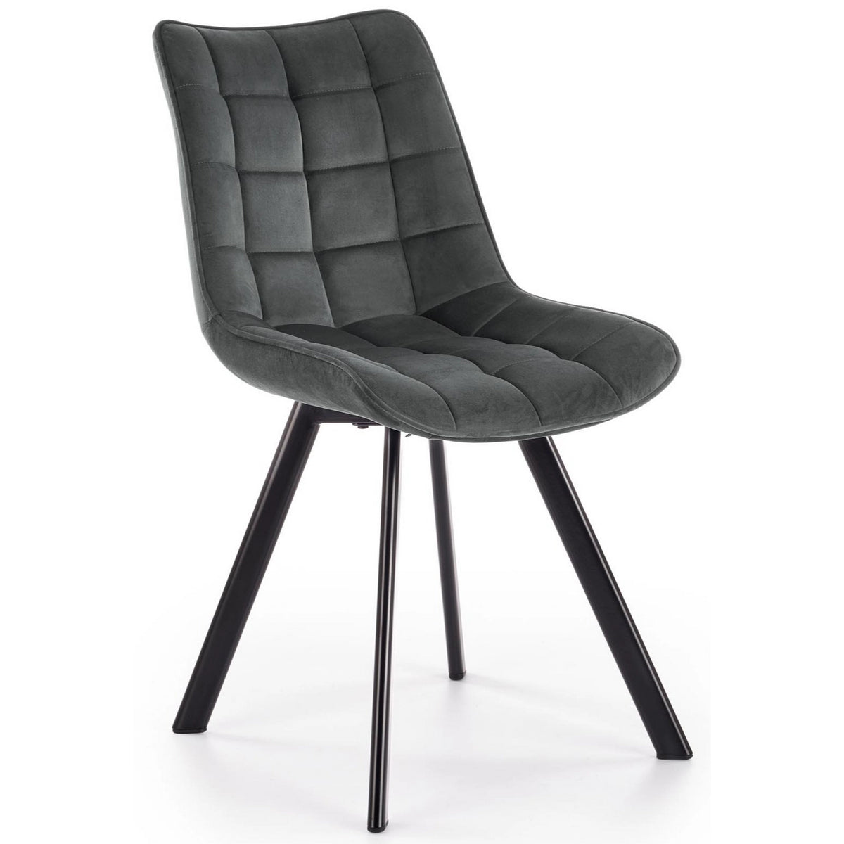 Scaun tapitat modern K332, gri/negru, stofa catifelata/metal, 46X61X84 CM