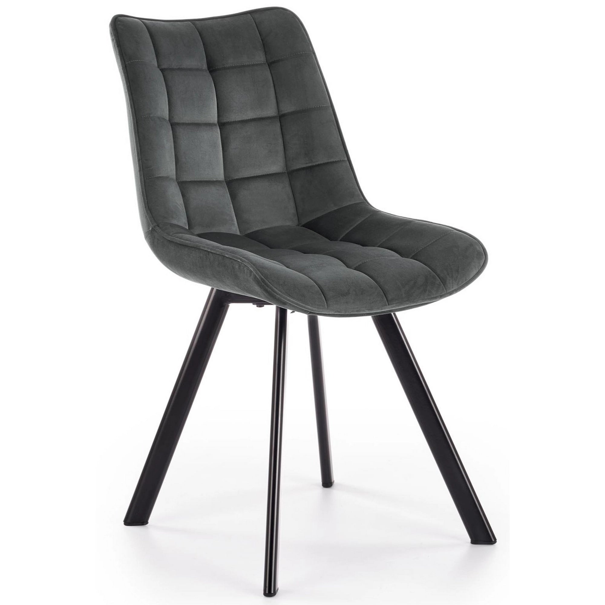 Scaun tapitat modern K332, gri/negru, stofa catifelata/metal, 46X61X84 CM
