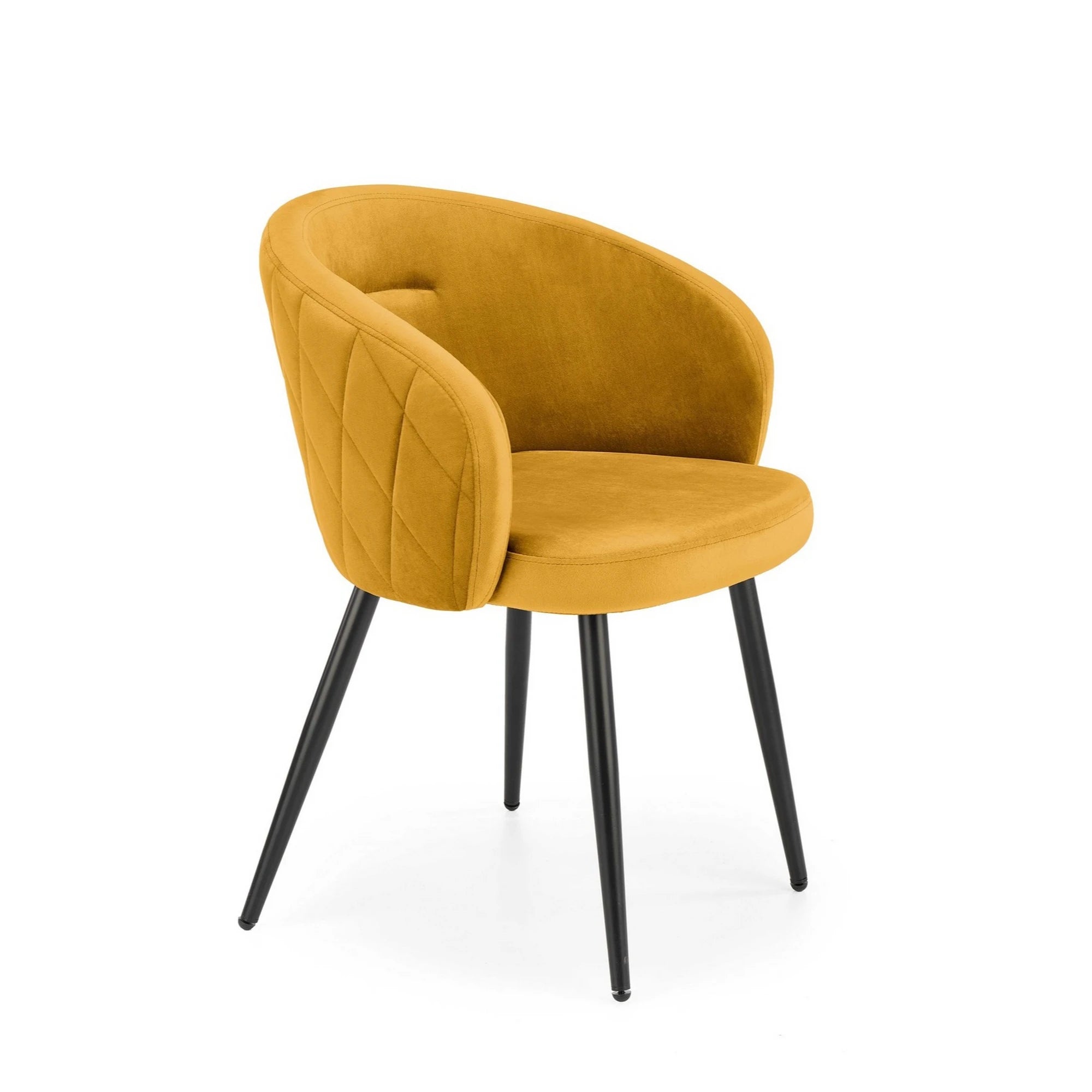 Scaun living galben K430, stofa catifelata/metal, 51x54x77 cm