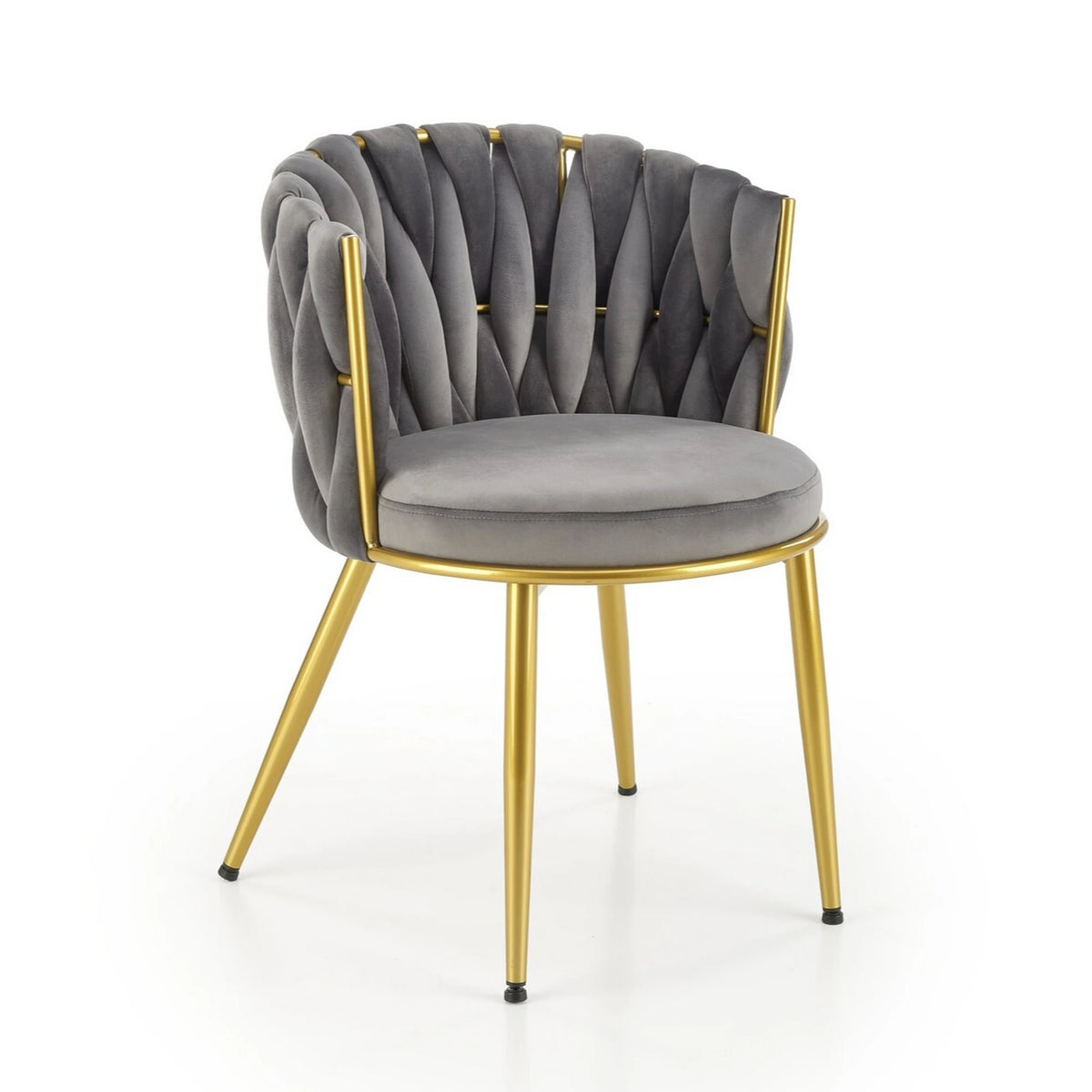 Scaun de dining K517, gri/auriu, stofa catifelata/metal, 57x60x79 cm
