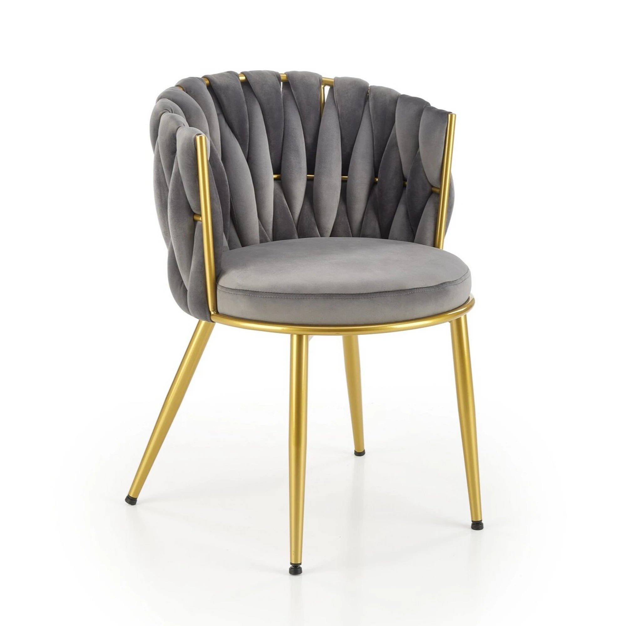 Scaun de dining K517, gri/auriu, stofa catifelata/metal, 57x60x79 cm