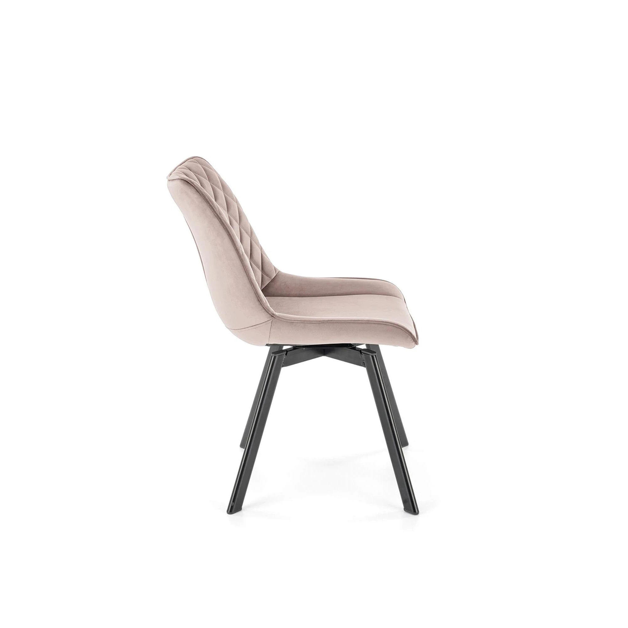 Scaun rotativ bucatarie K520, bej/negru, stofa catifelata/metal, 45x63x80 cm