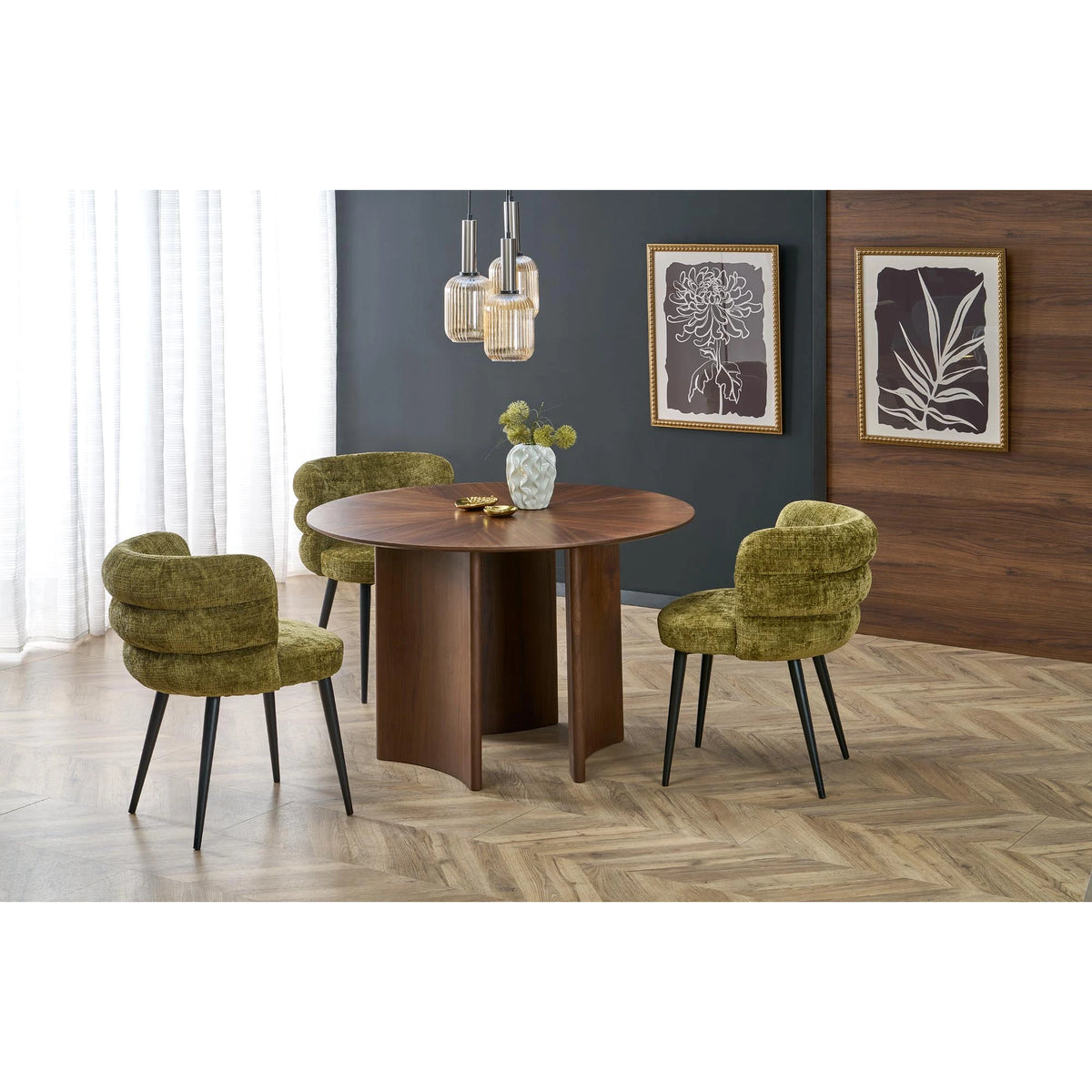 Scaun K575, verde olive - Cremona 38, stofa catifelata/otel, 62x64x79 cm