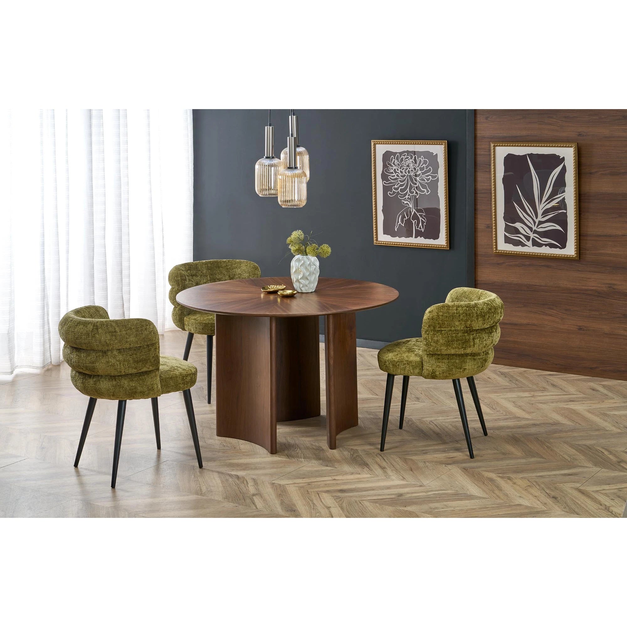 Scaun K575, verde olive - Cremona 38, stofa catifelata/otel, 62x64x79 cm