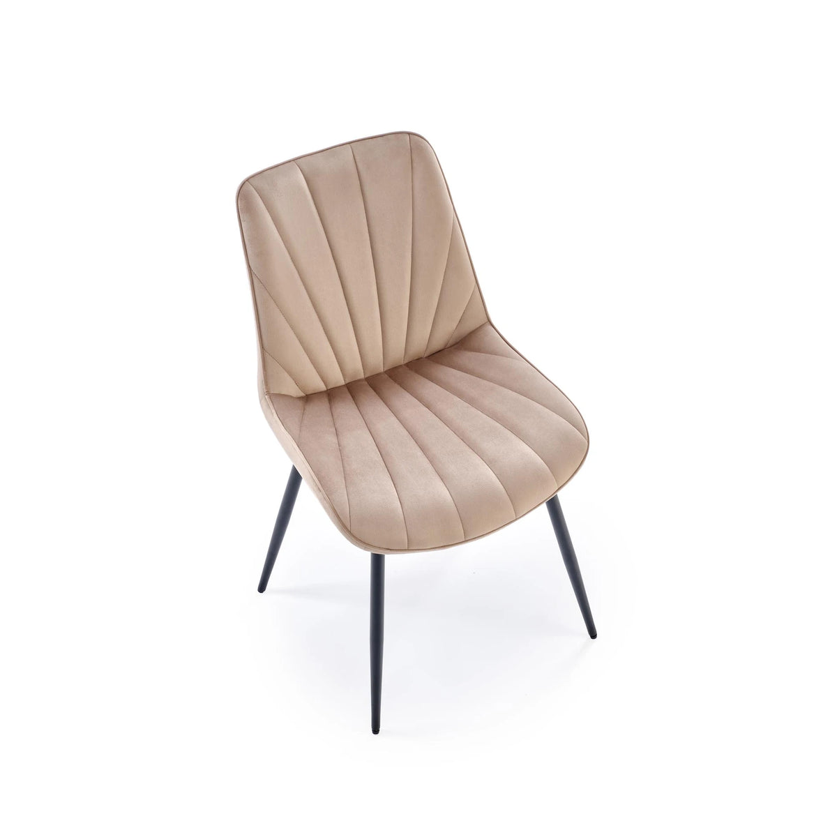 Scaun de sufragerie tapitat K589, bej - Bluvel 40, stofa catifelata/otel, 50x63x87 cm