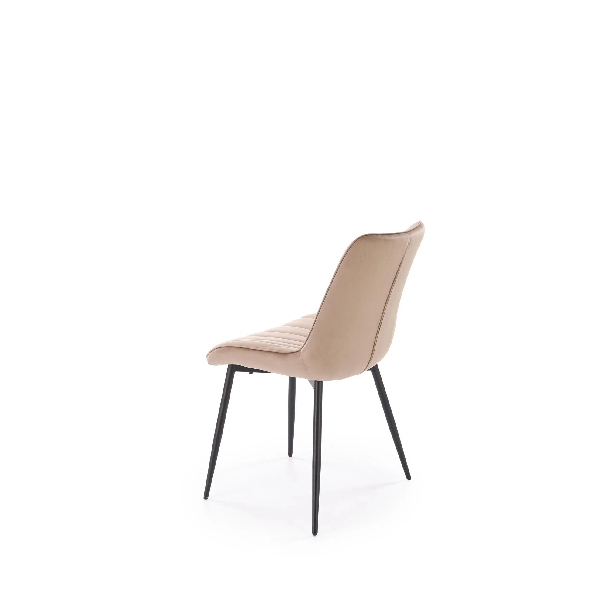 Scaun de sufragerie tapitat K589, bej - Bluvel 40, stofa catifelata/otel, 50x63x87 cm