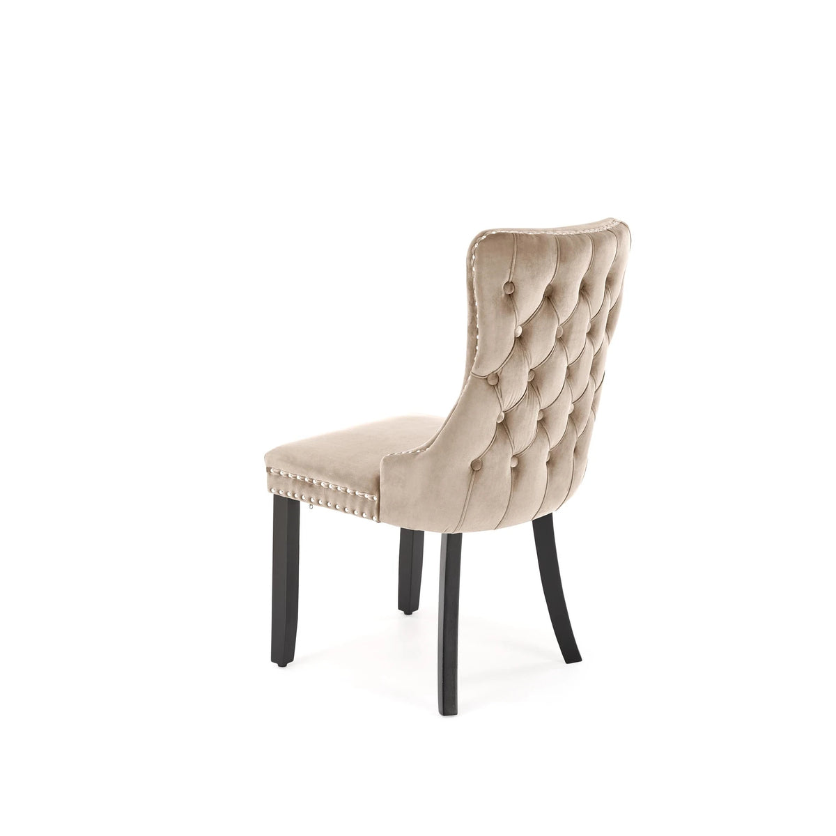 Scaun lemn masiv tapitat ALDA, bej/negru, stofa catifelata/lemn, 50x62x95 cm