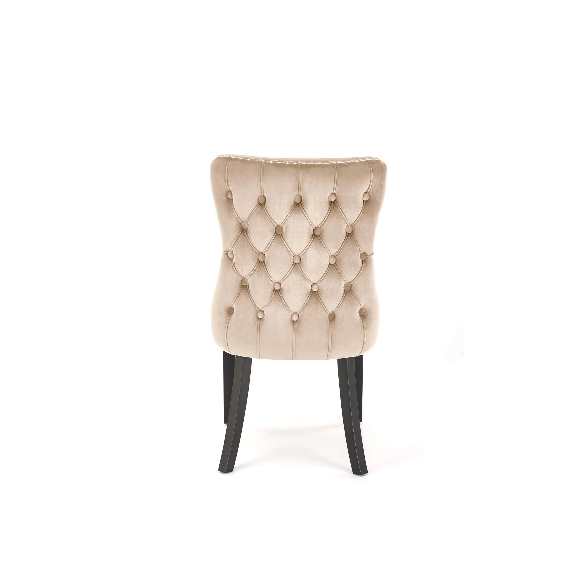 Scaun lemn masiv tapitat ALDA, bej/negru, stofa catifelata/lemn, 50x62x95 cm