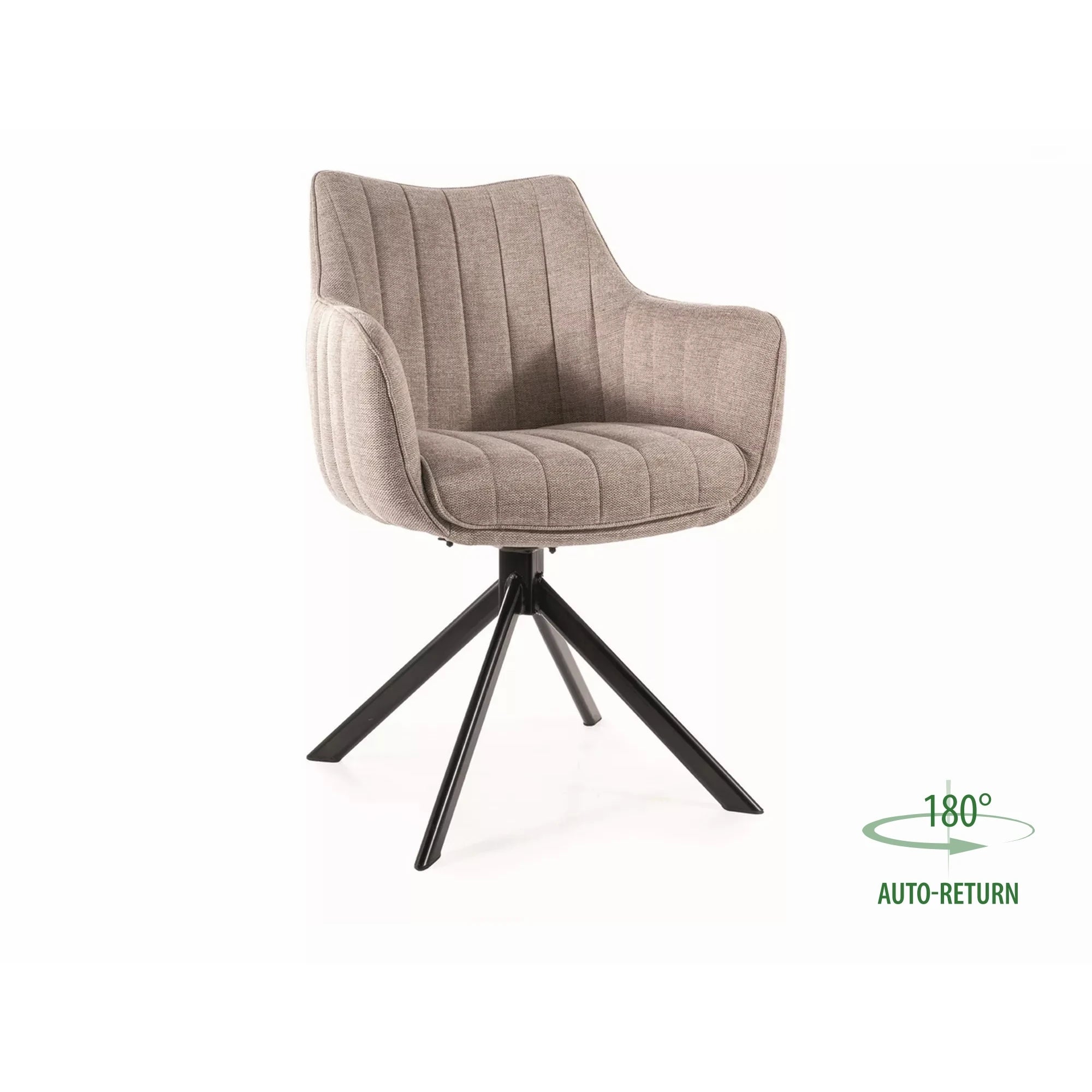Scaun living rotativ AZALIA, bej/negru, stofa clasica/metal, 61x44x86 cm