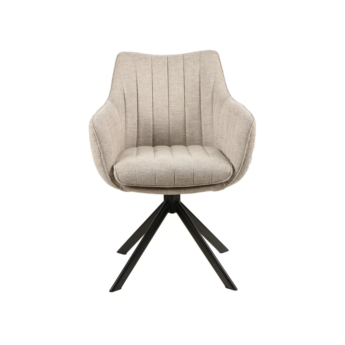 Scaun living rotativ AZALIA, bej/negru, stofa clasica/metal, 61x44x86 cm