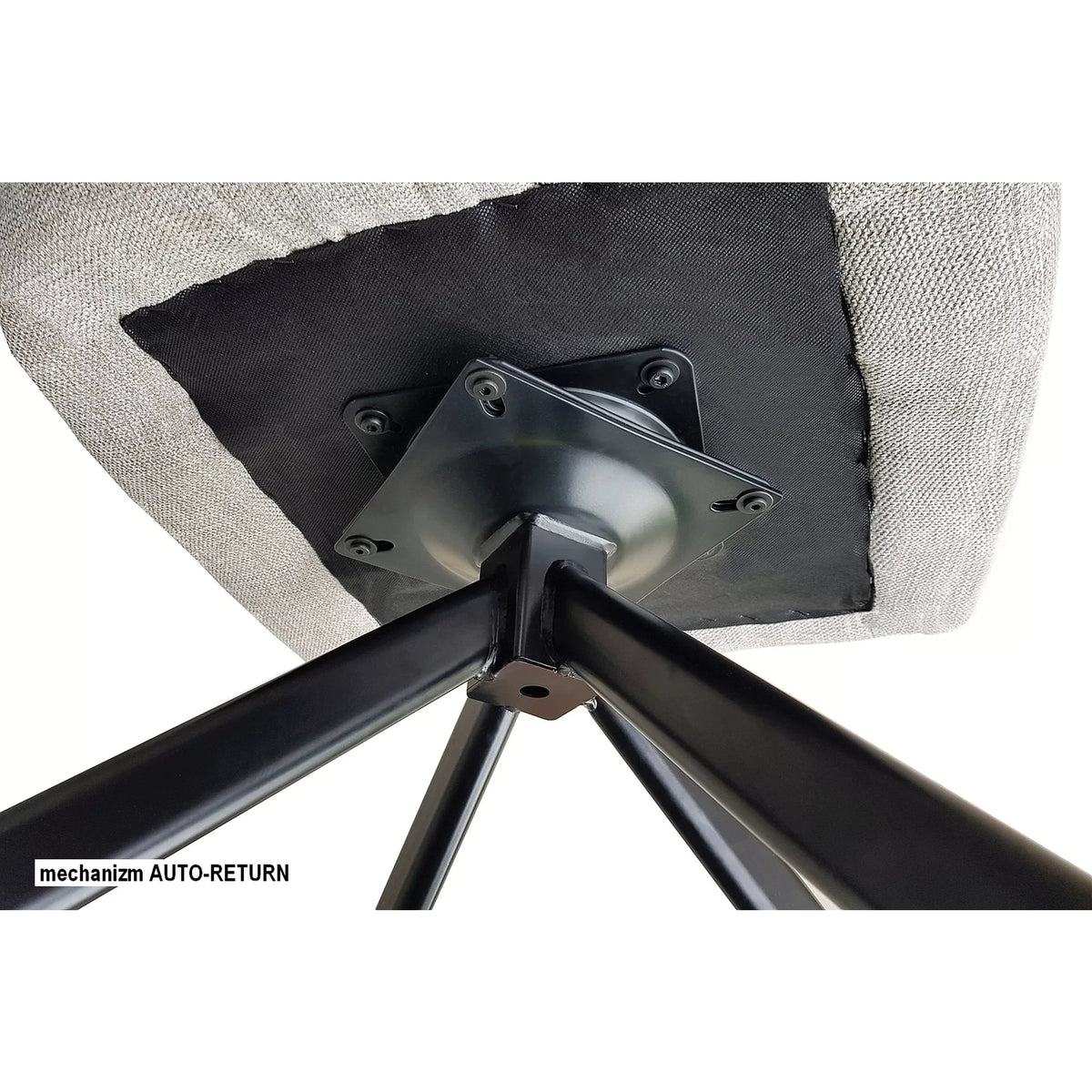 Scaun living rotativ AZALIA, bej/negru, stofa clasica/metal, 61x44x86 cm