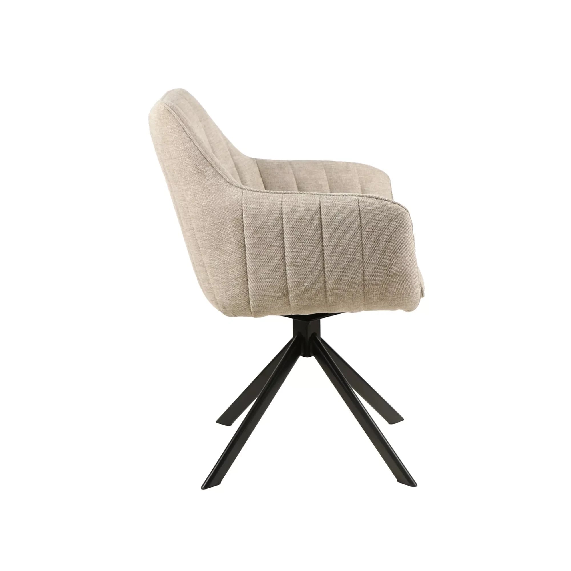 Scaun living rotativ AZALIA, bej/negru, stofa clasica/metal, 61x44x86 cm