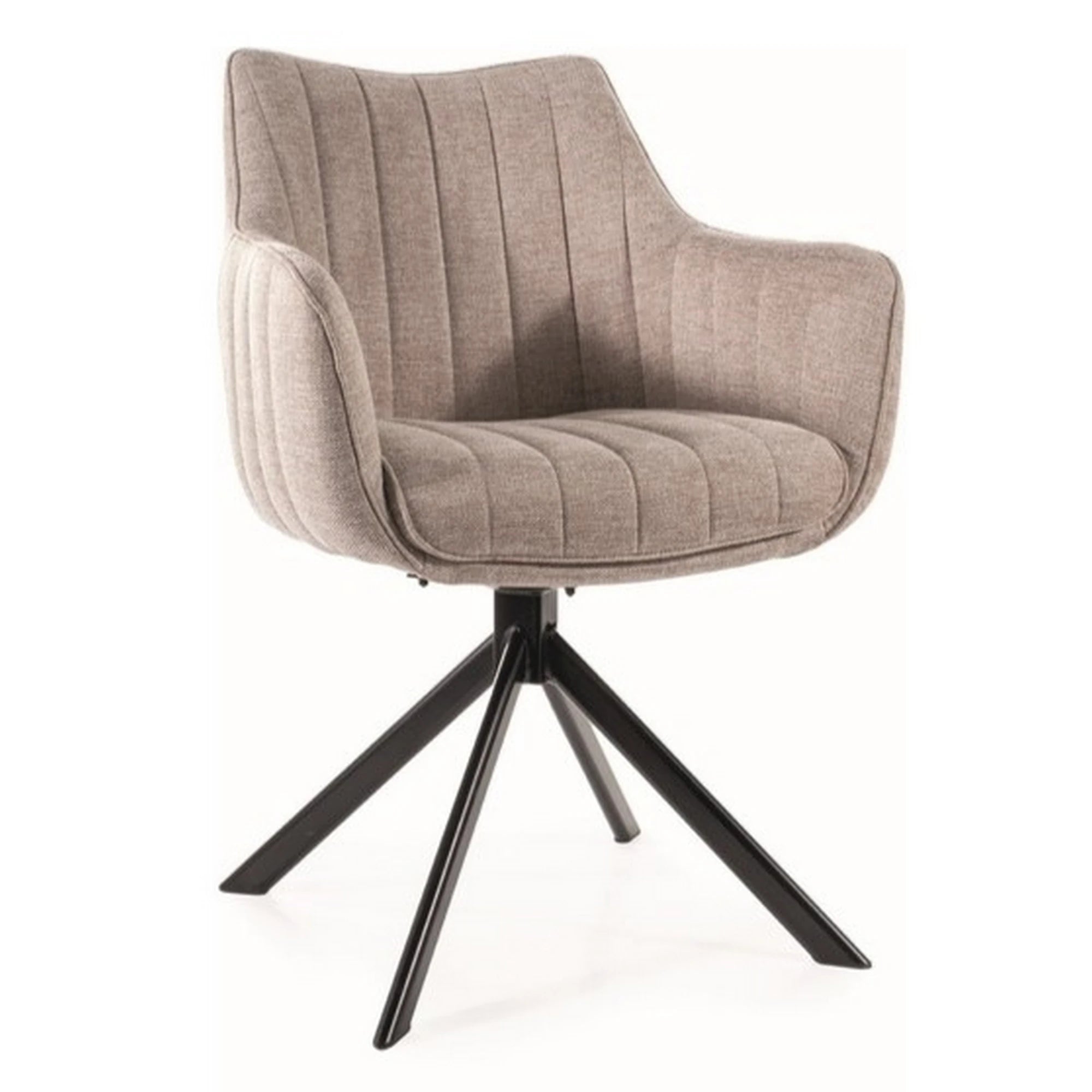 Scaun living rotativ AZALIA, bej/negru, stofa clasica/metal, 61x44x86 cm