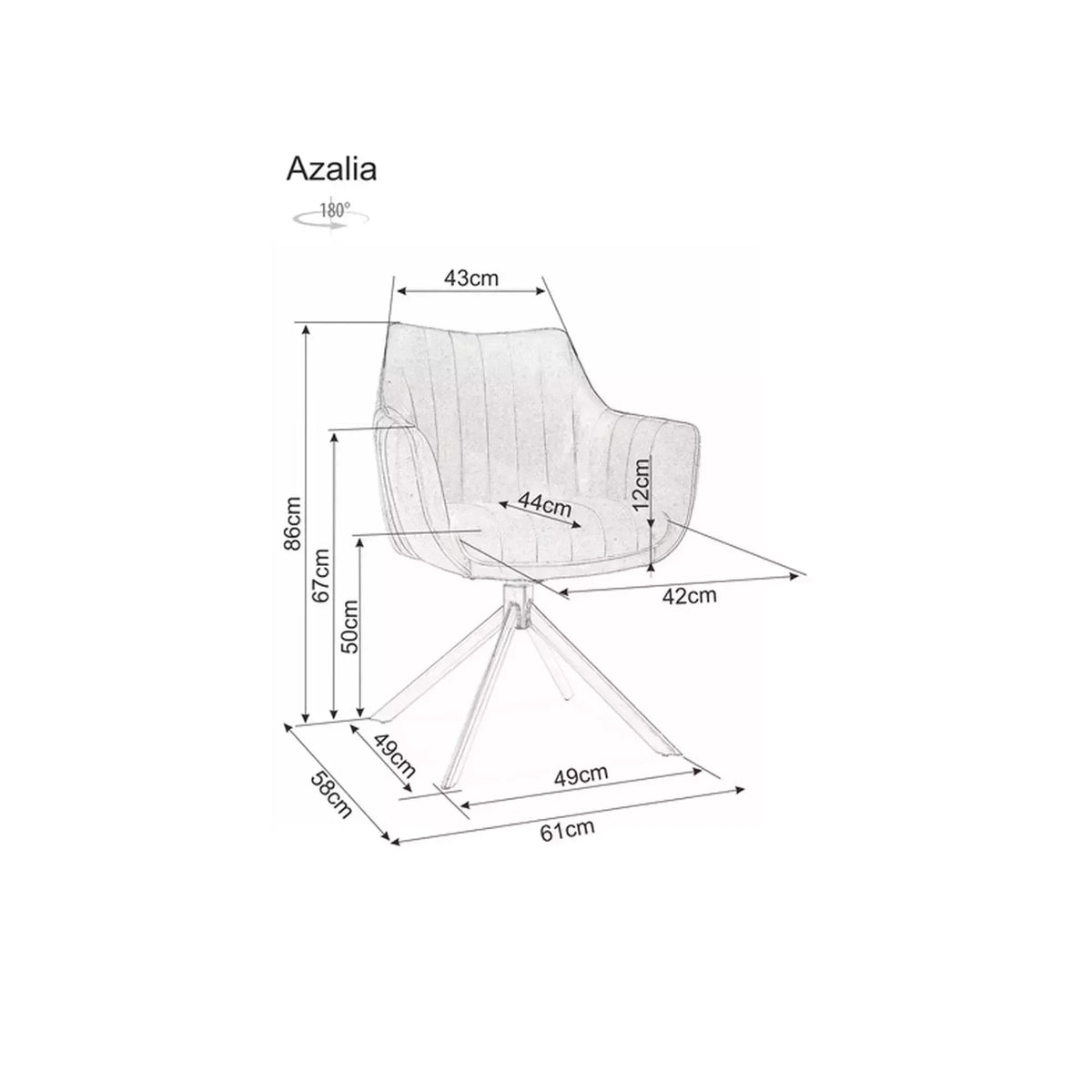 Scaun living rotativ AZALIA, cappuccino/negru, stofa catifelata/metal, 61x58x86 cm