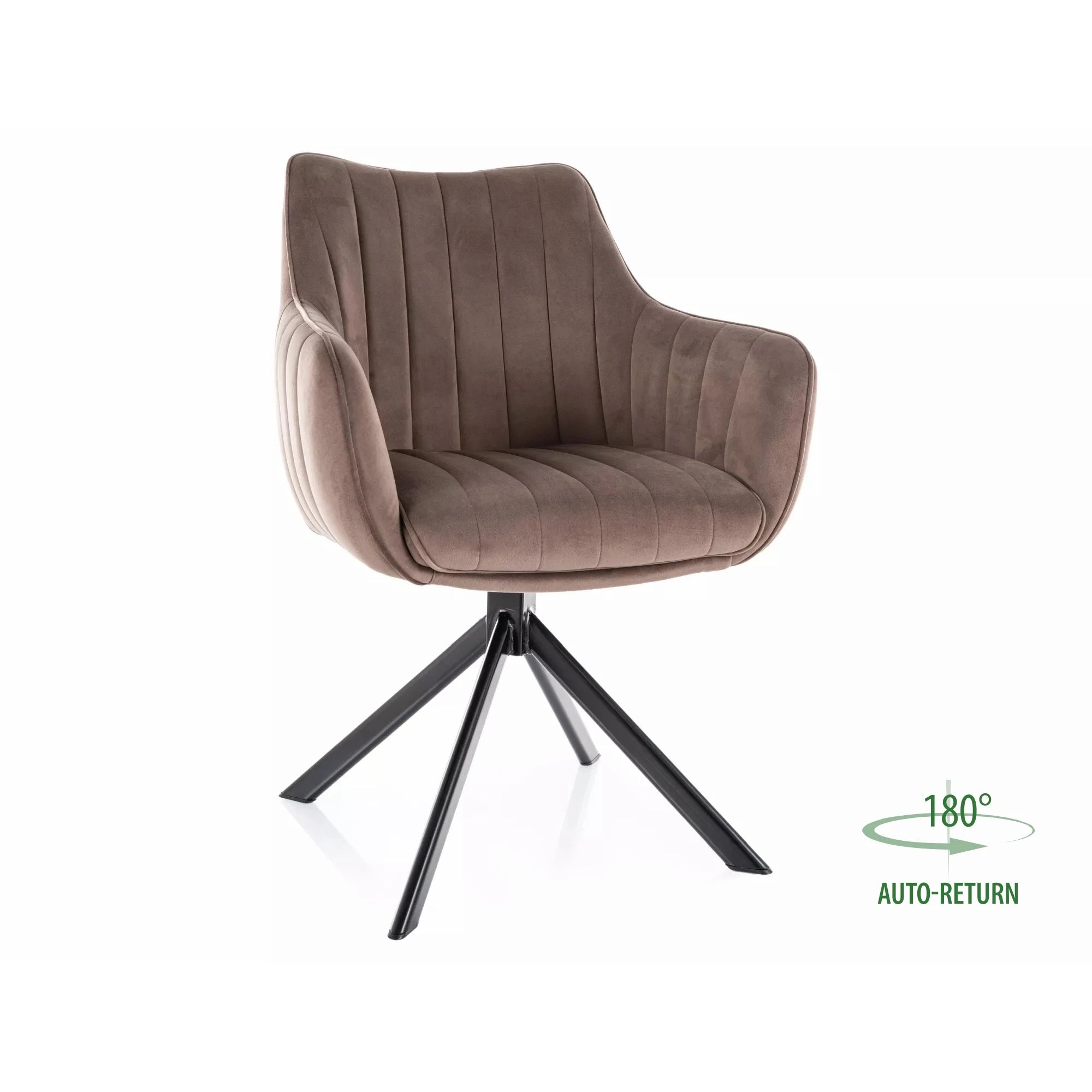Scaun living rotativ AZALIA, cappuccino/negru, stofa catifelata/metal, 61x58x86 cm