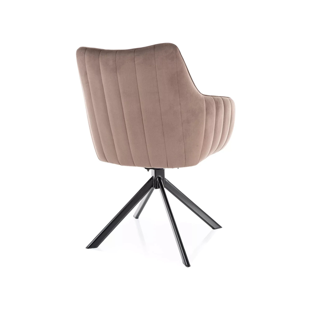 Scaun living rotativ AZALIA, cappuccino/negru, stofa catifelata/metal, 61x58x86 cm
