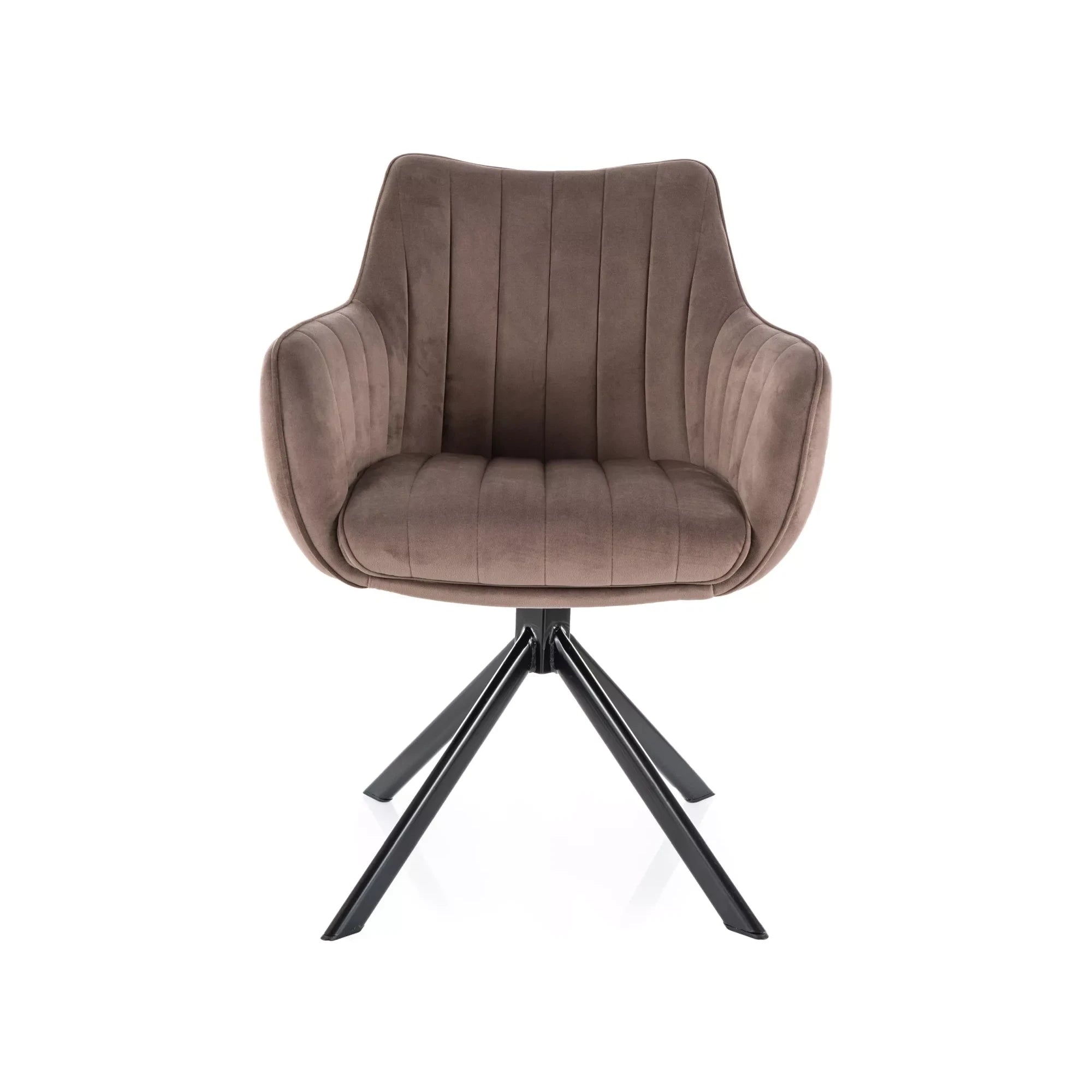 Scaun living rotativ AZALIA, cappuccino/negru, stofa catifelata/metal, 61x58x86 cm