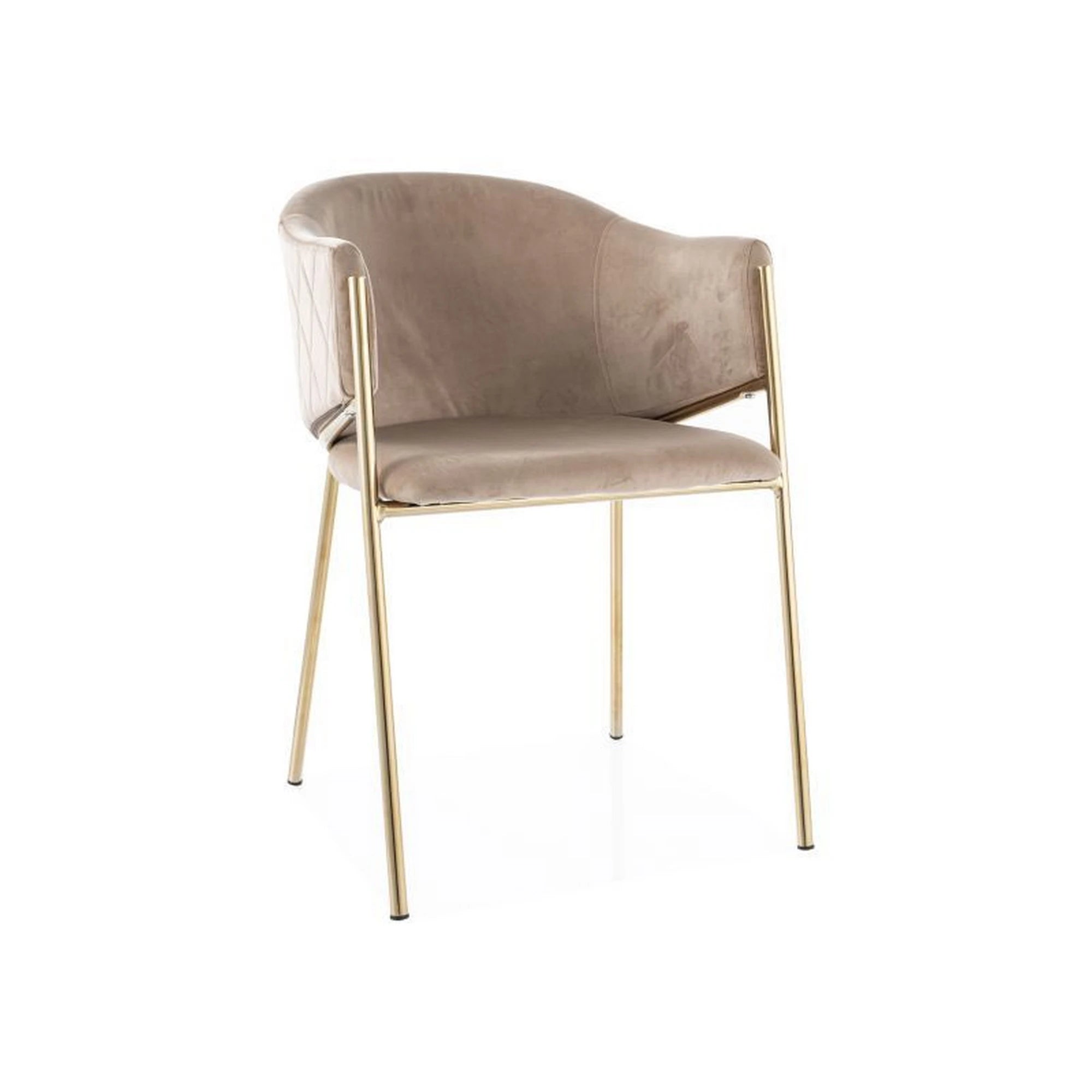 Scaun de living modern BONO, bej/auriu, stofa catifelata/metal, 55x44x77 cm