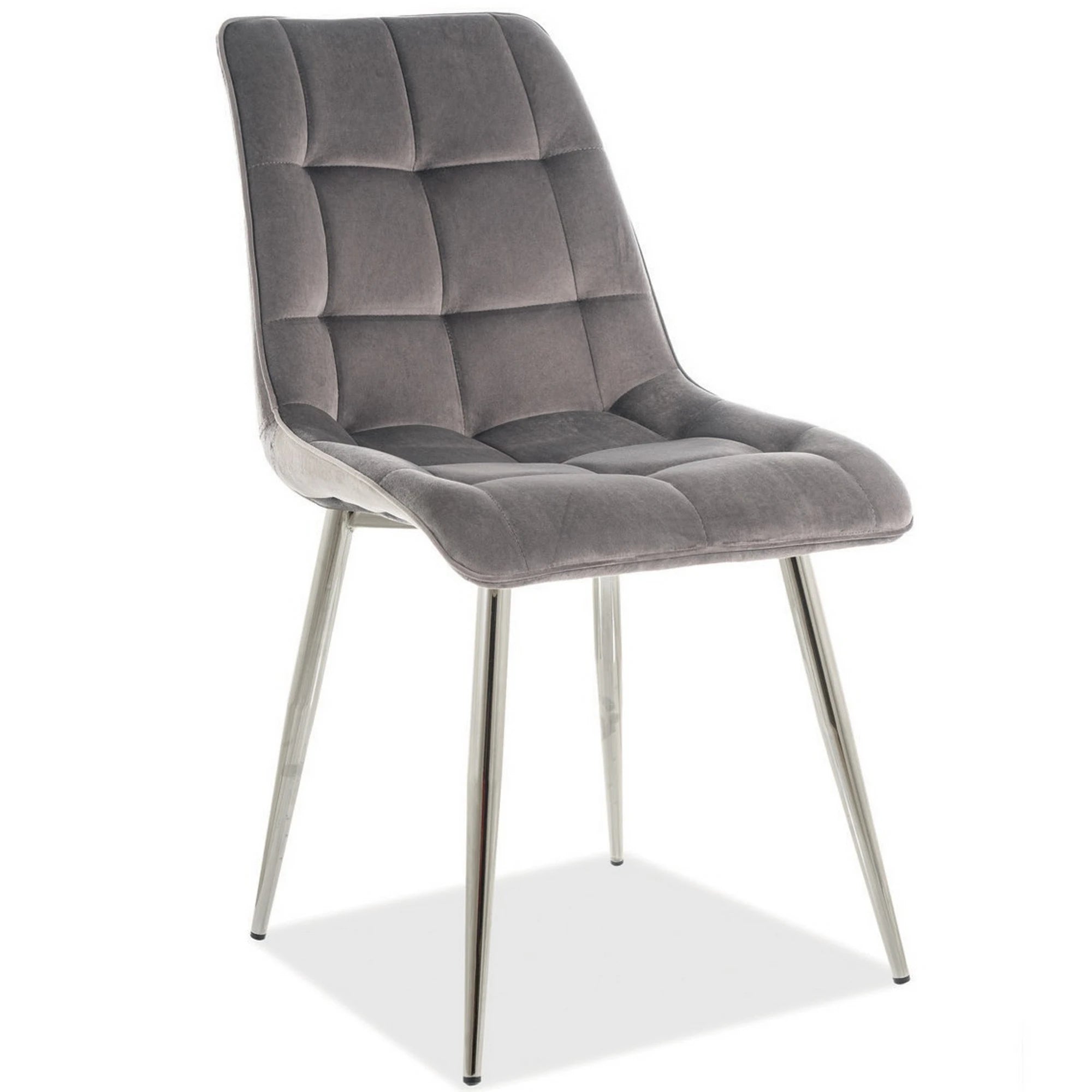 Scaun CHIC, gri/crom, stofa catifelata/metal, 50x58x88 cm