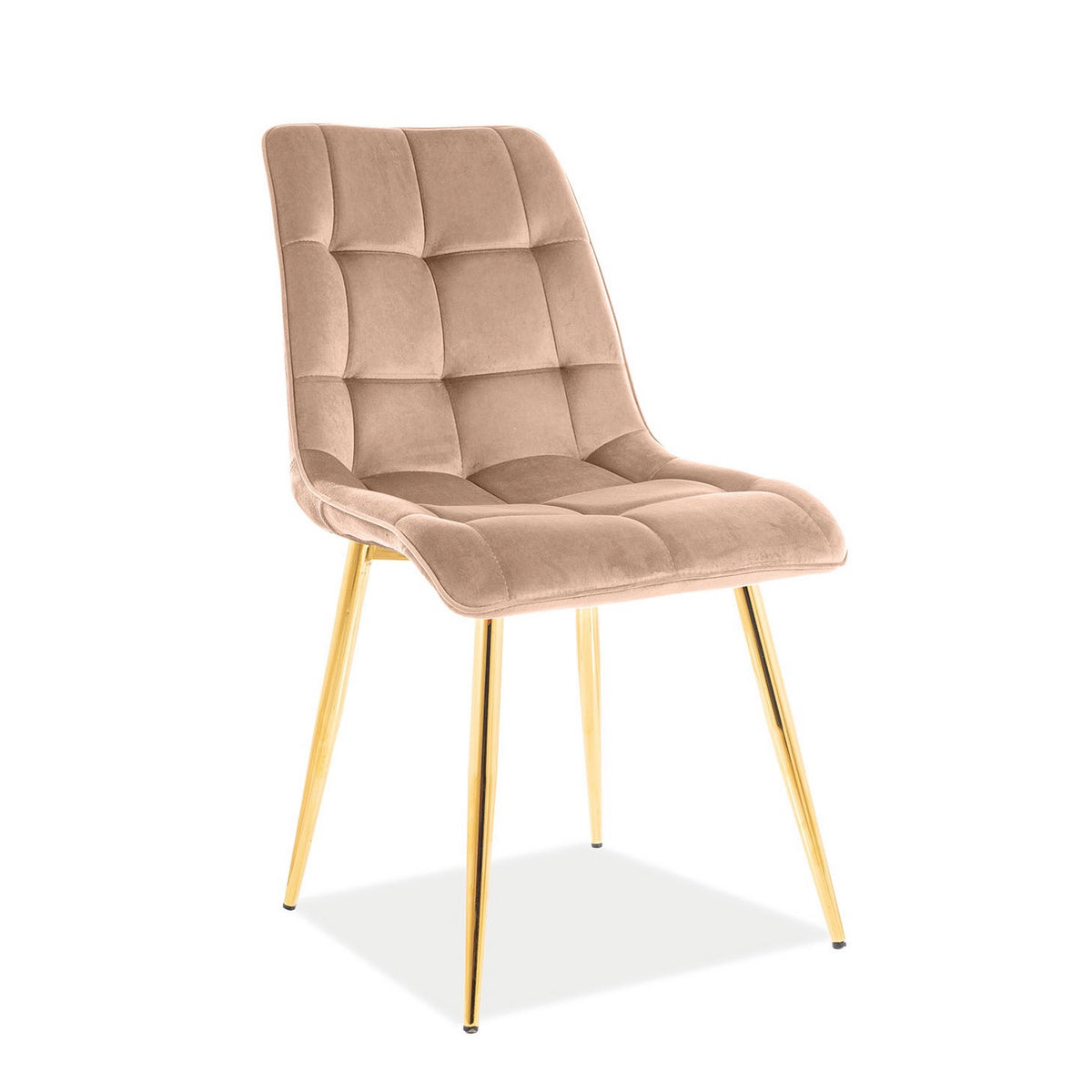 Scaun tapitat stofa CHIC, bej/auriu, 50x58x88 cm