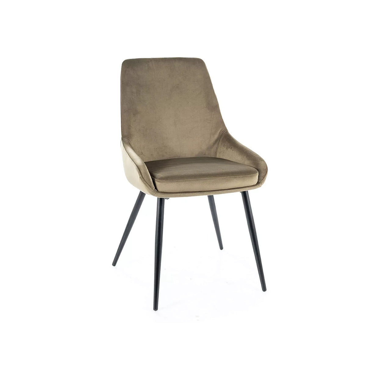 Scaun pentru living COBE, stofa catifelata verde olive/negru, 49x43x85 cm