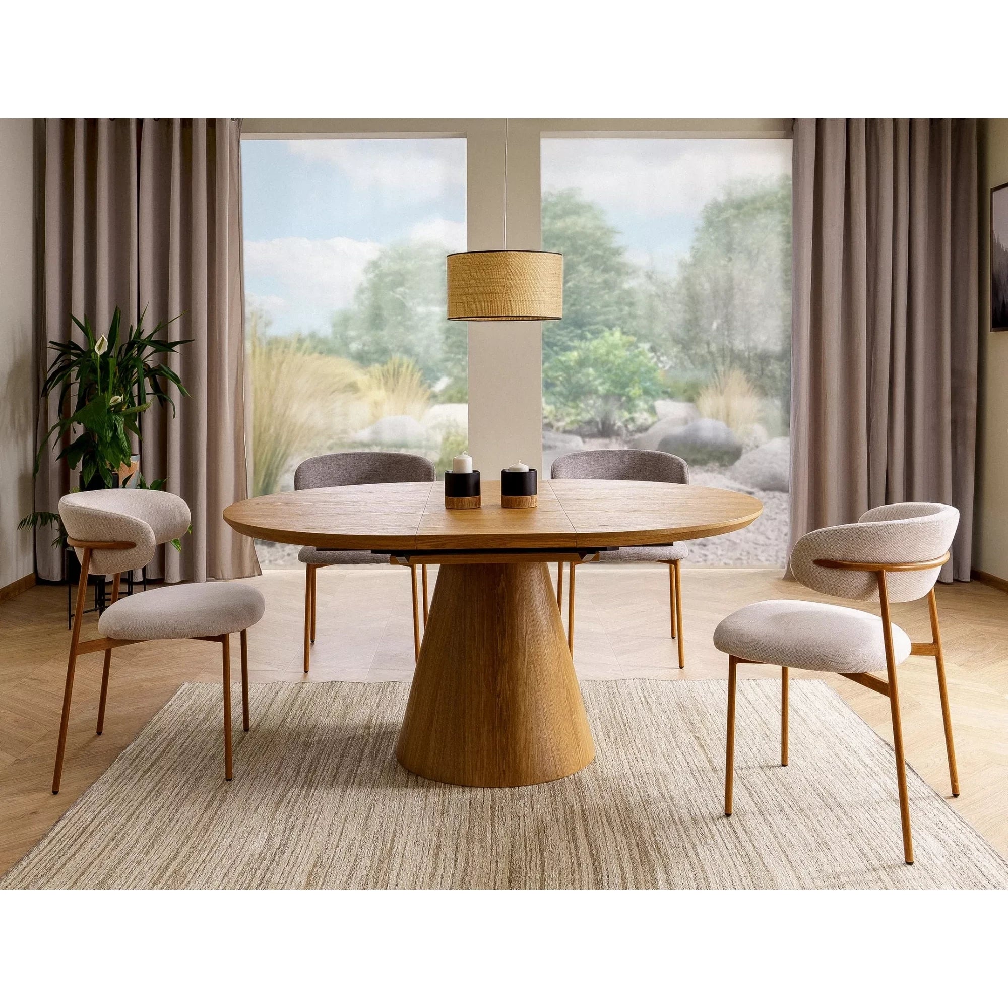 Scaun ELTON D, bej deschis - Brego 22/stejar, stofa clasica/metal, 56x46x80 cm