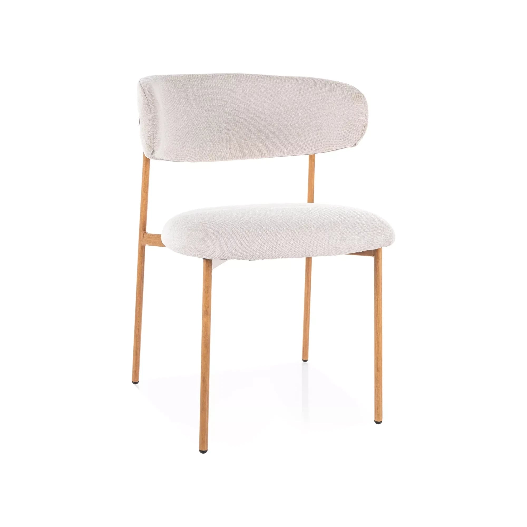 Scaun ELTON D, bej deschis - Brego 22/stejar, stofa clasica/metal, 56x46x80 cm