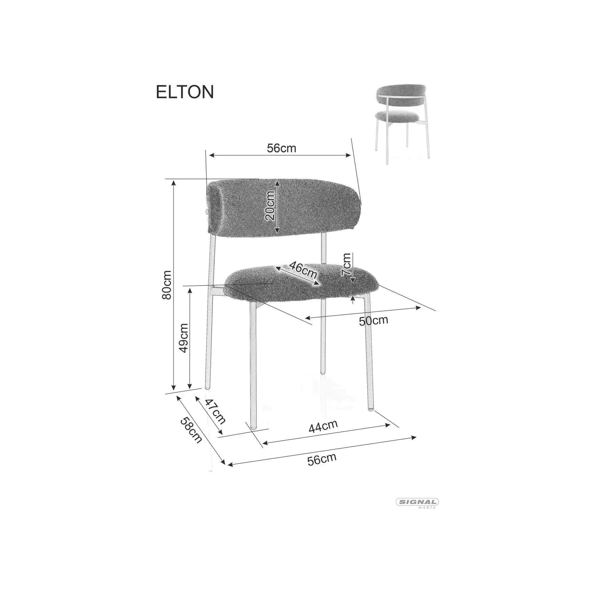 Scaun ELTON D, bej deschis - Brego 22/stejar, stofa clasica/metal, 56x46x80 cm