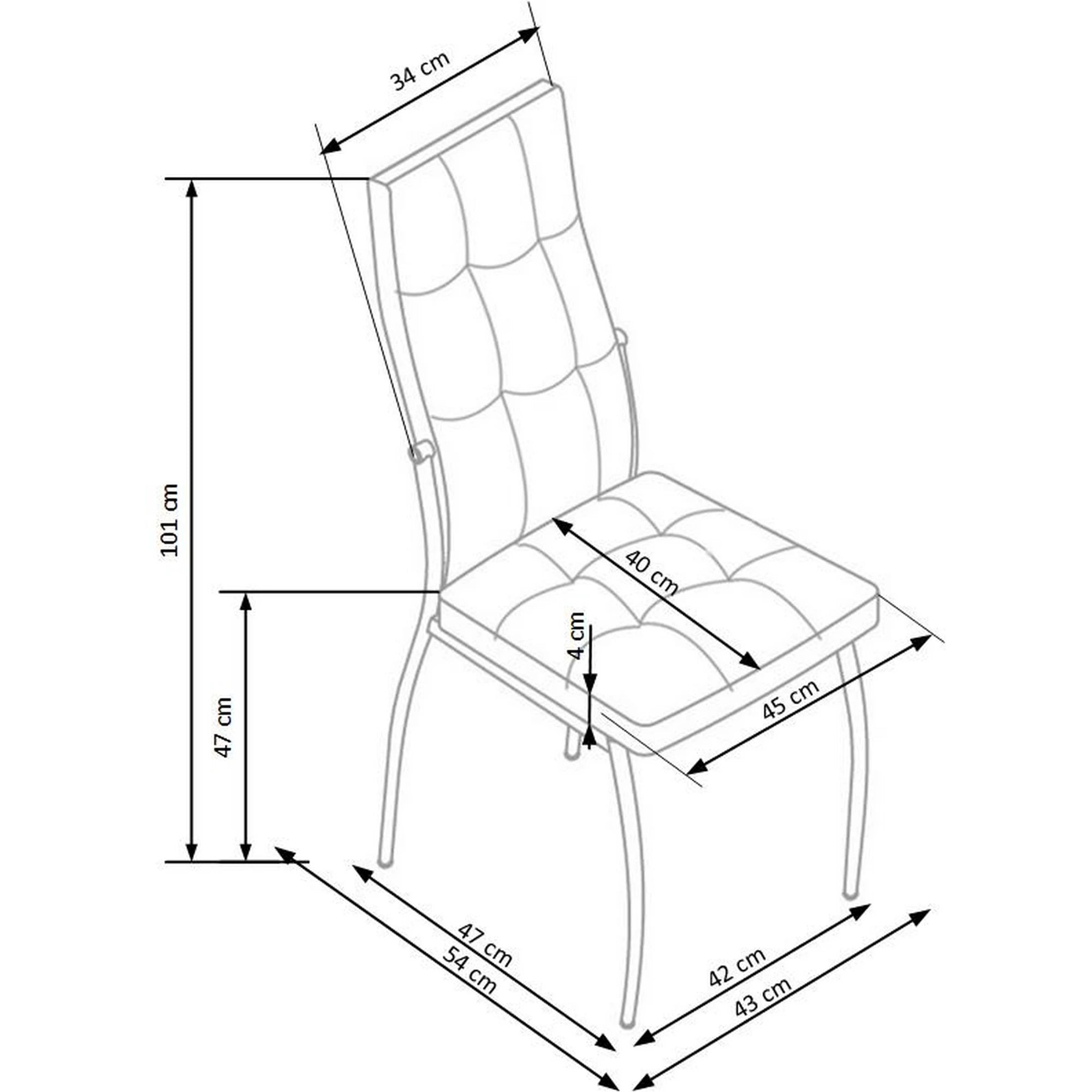 Scaun bucatarie inox K209, alb/crom, 43x54x101 cm