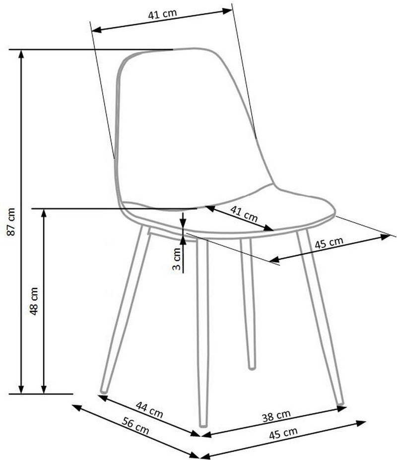 Scaun K316, gri/stejar, stofa clasica/metal, 44x56x87 cm