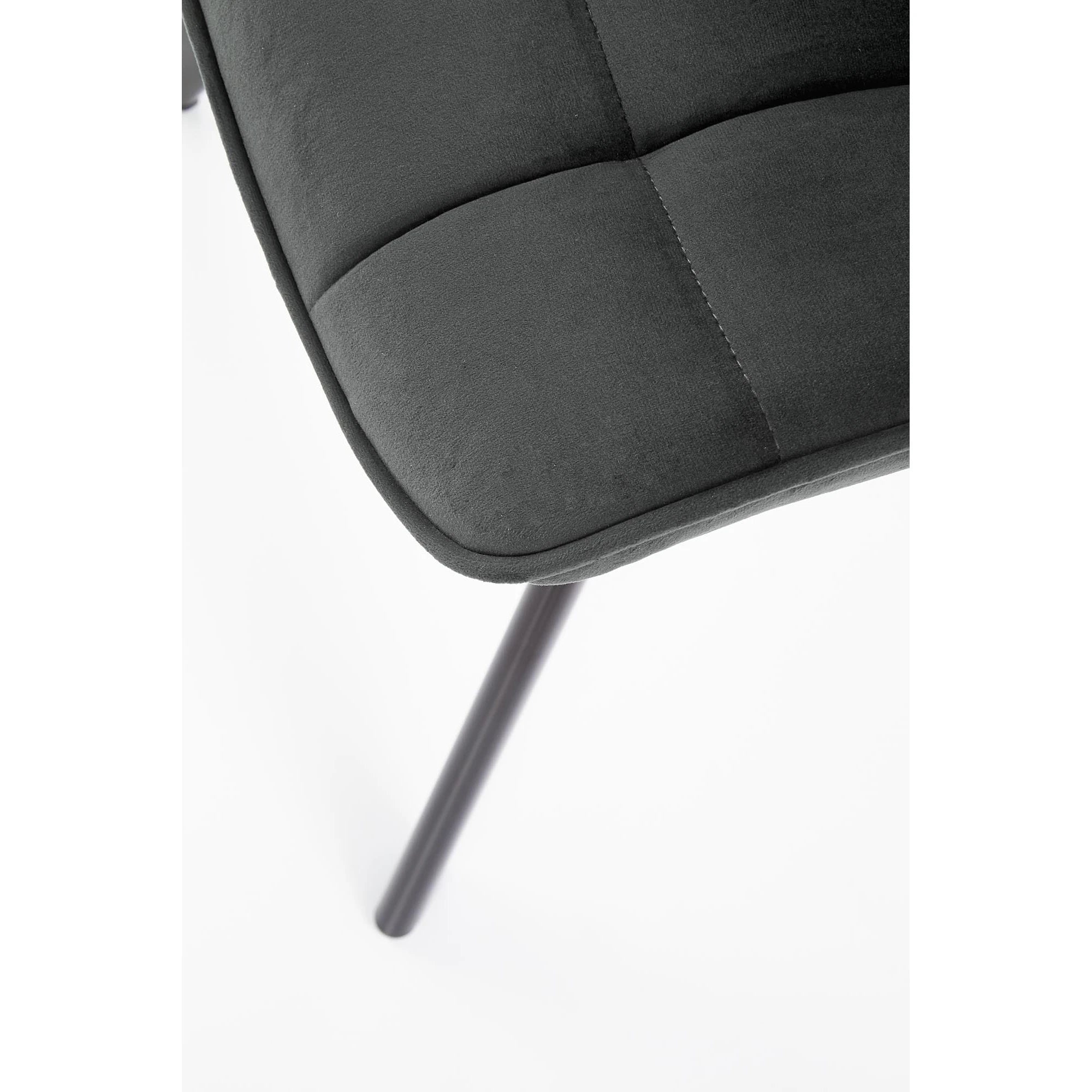 Scaun tapitat modern K332, gri/negru, stofa catifelata/metal, 46X61X84 CM