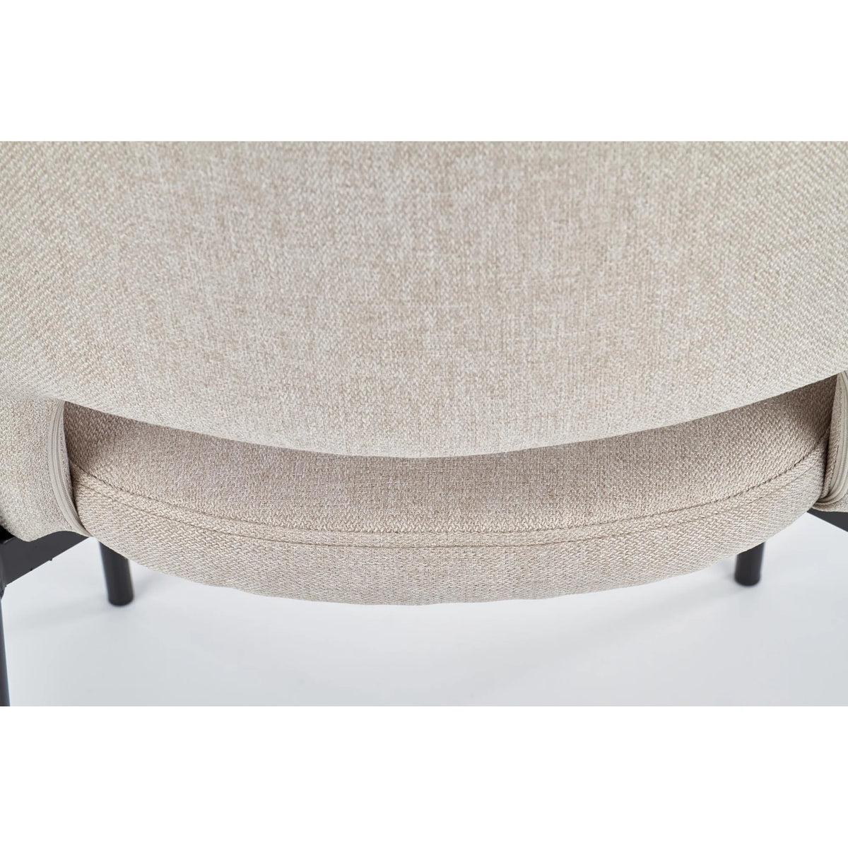 Scaun dining modern K373, bej/negru, stofa clasica/metal, 51x57x77 cm