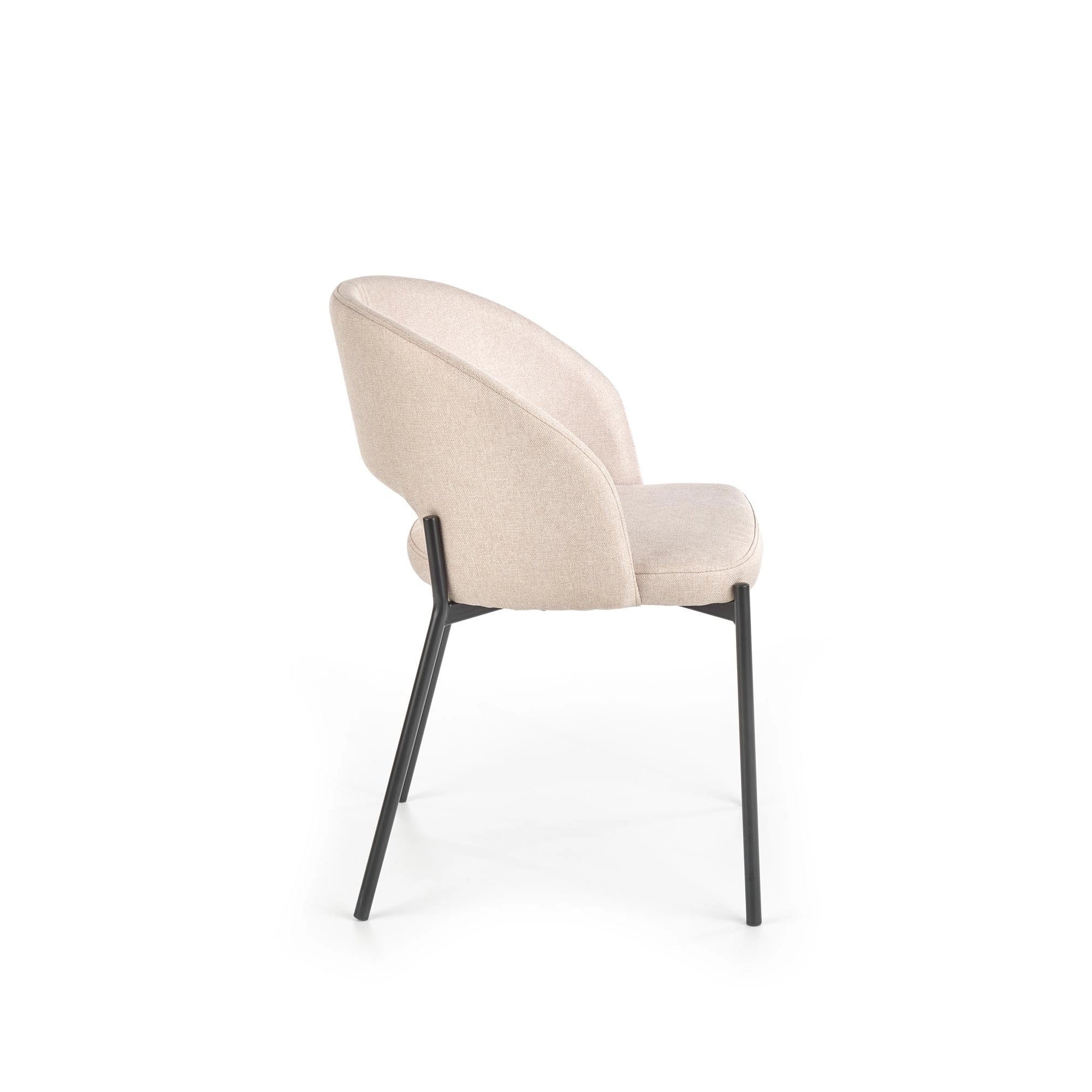Scaun dining modern K373, bej/negru, stofa clasica/metal, 51x57x77 cm