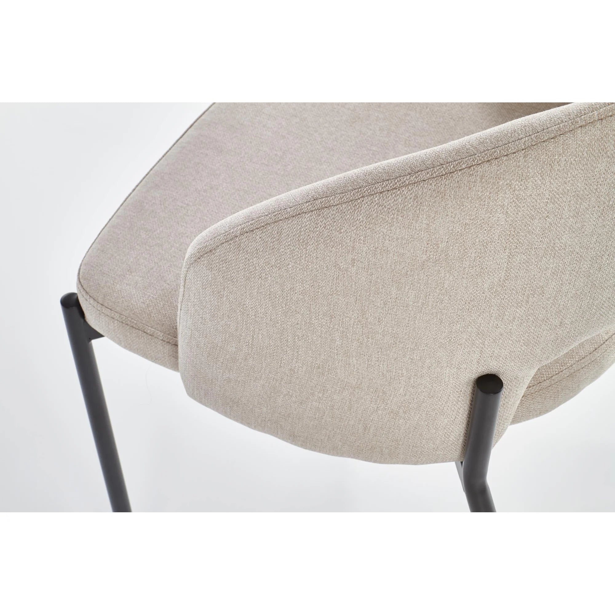 Scaun dining modern K373, bej/negru, stofa clasica/metal, 51x57x77 cm