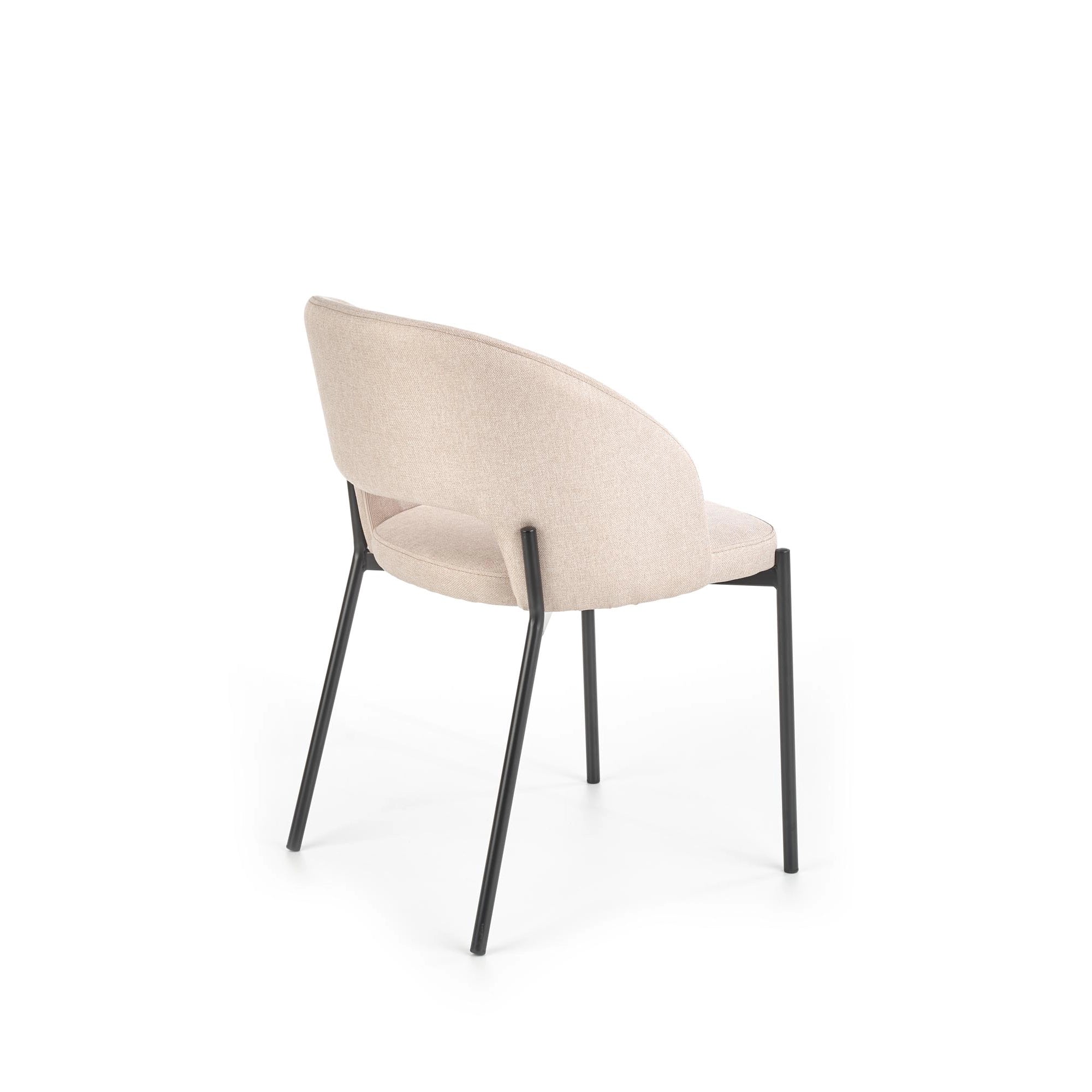 Scaun dining modern K373, bej/negru, stofa clasica/metal, 51x57x77 cm