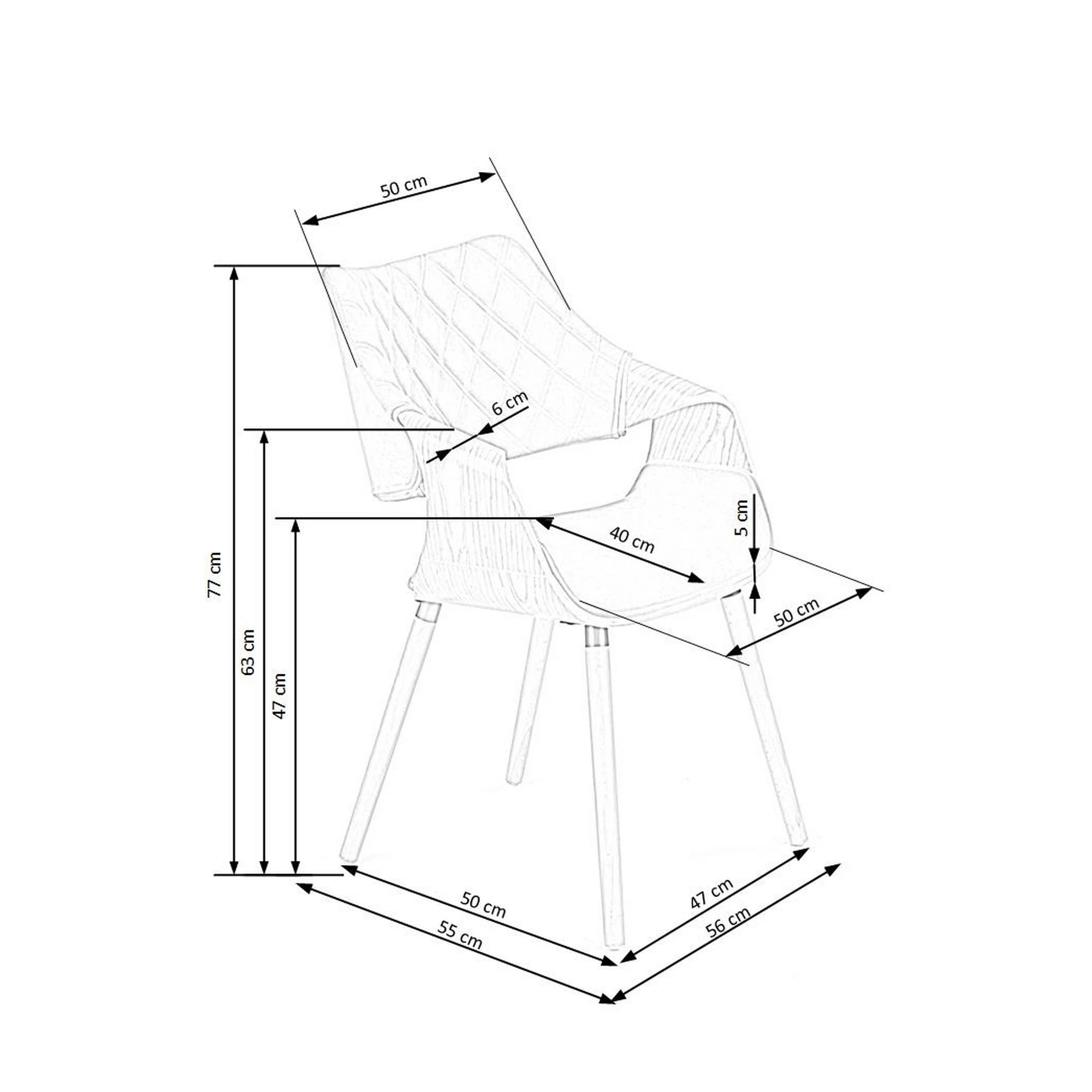 Scaun modern dining K396, negru/nuc, stofa catifelata/placaj, 56x55x77 cm