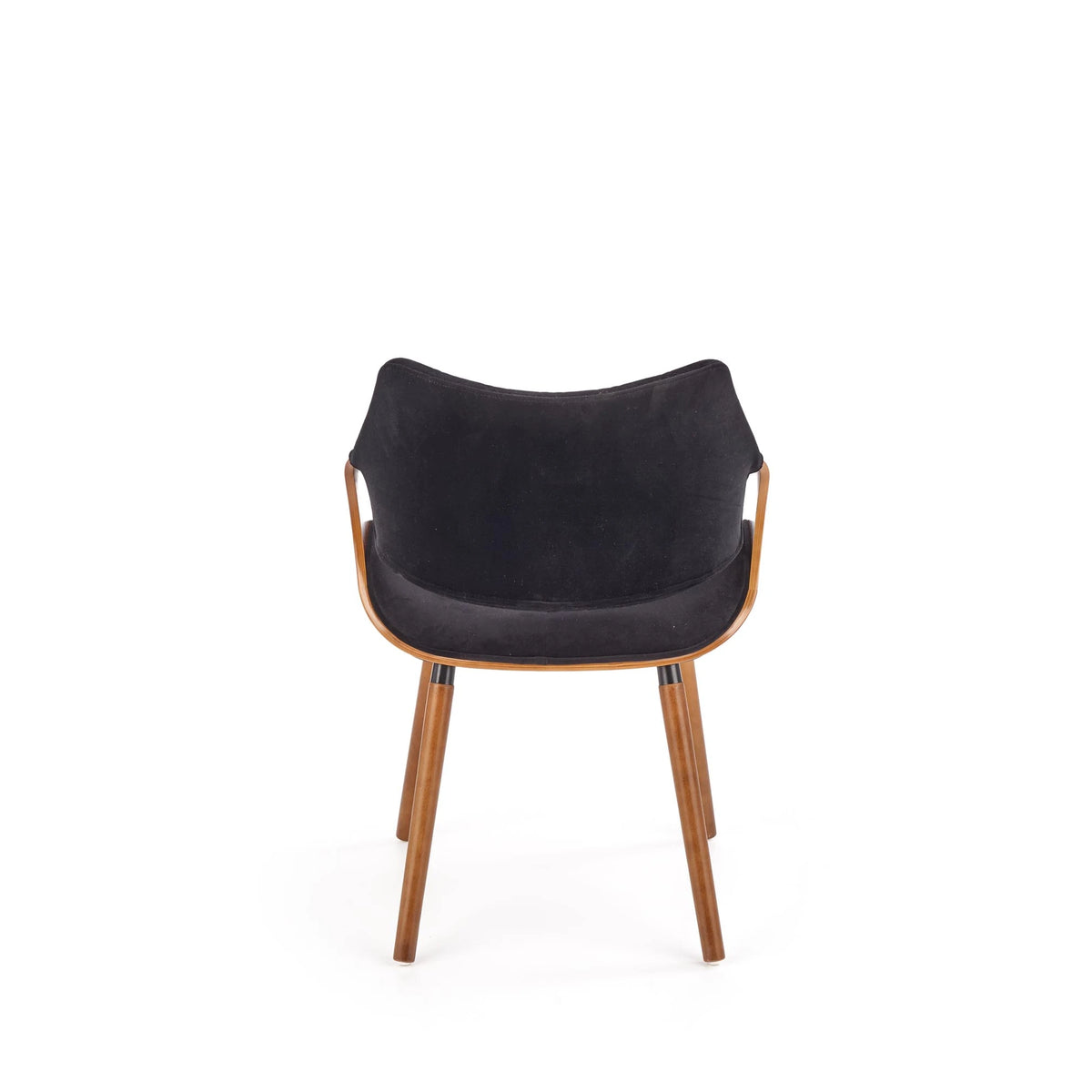 Scaun modern dining K396, negru/nuc, stofa catifelata/placaj, 56x55x77 cm