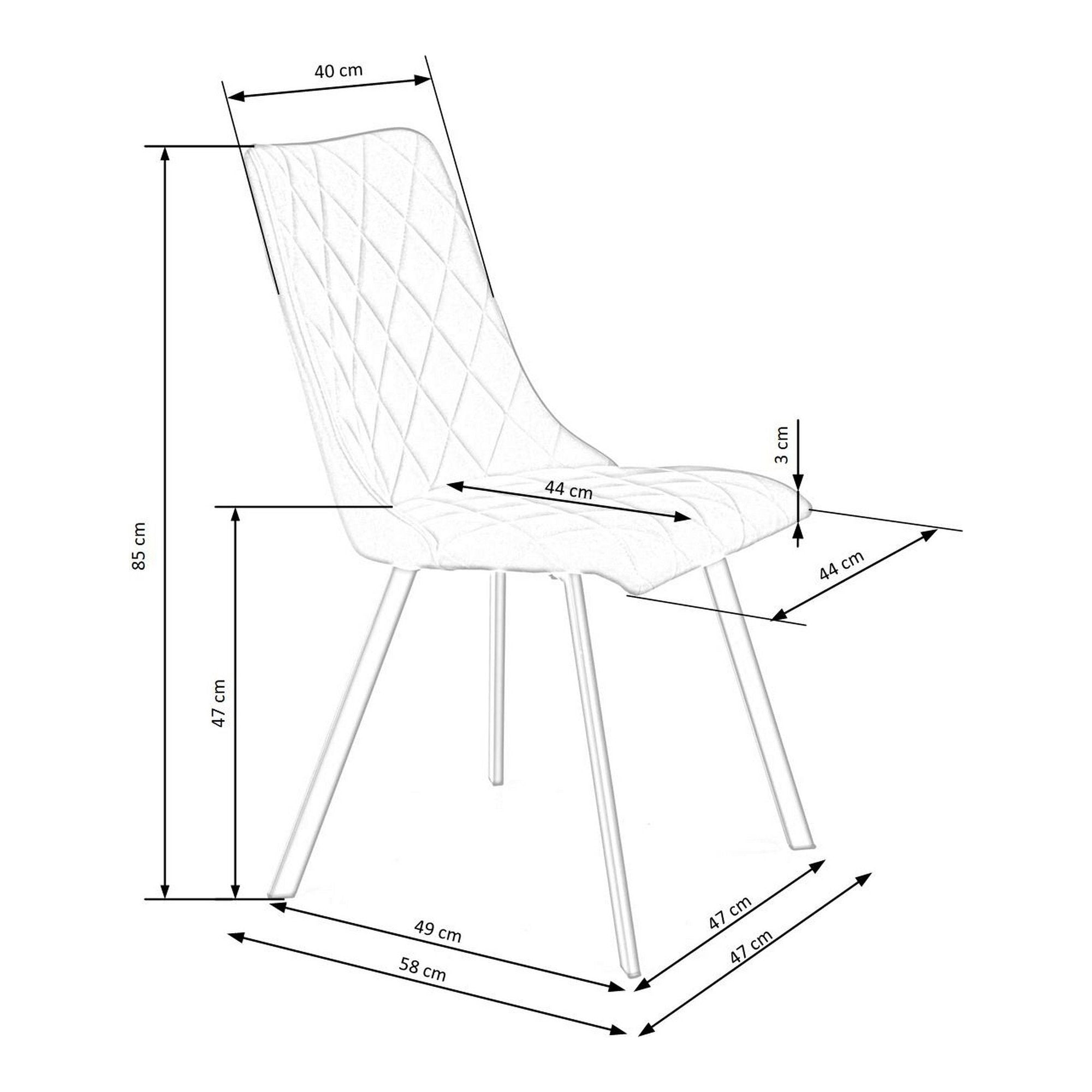 Scaun K450, galben mustar/negru, stofa catifelata/metal, 44x58x85 cm
