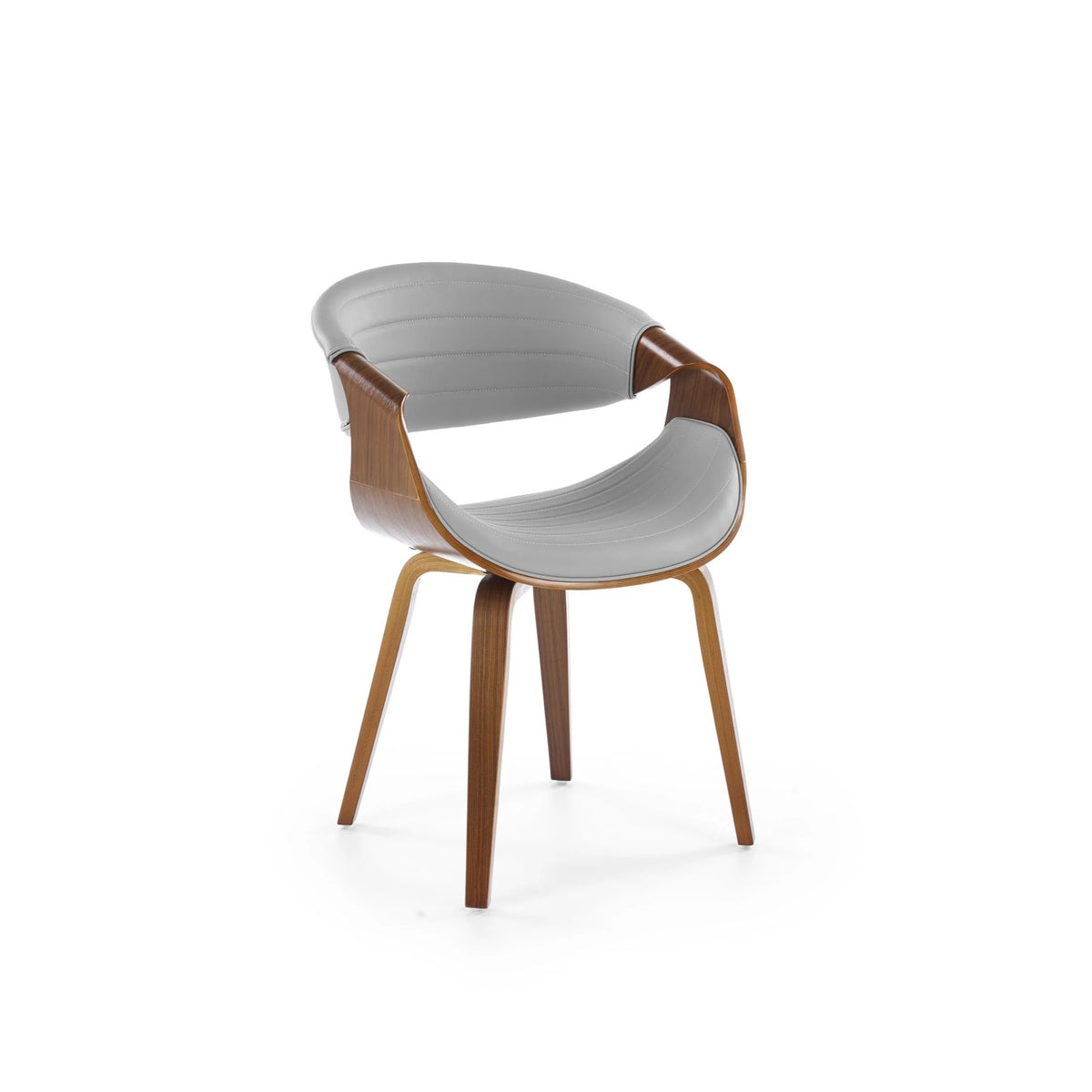 Scaun picioare lemn K544, gri/nuc, piele ecologica/placaj, 55x55x77 cm