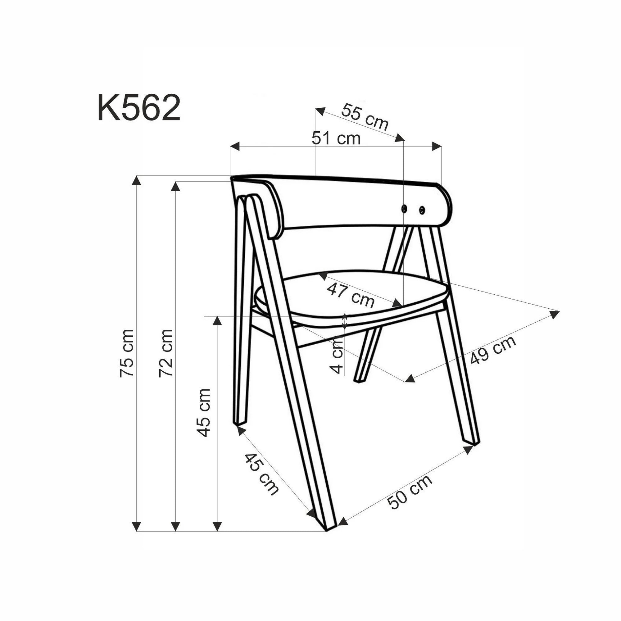 Scaun K562, bej deschis/nuc, stofa/lemn, 55x49x75 cm