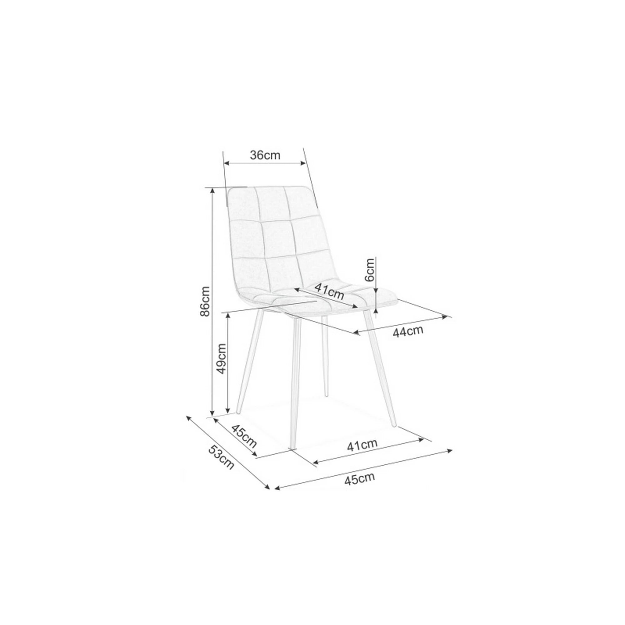Scaun tapitat MILA, turcoaz/negru, stofa catifelata/metal, 45x41x86 cm