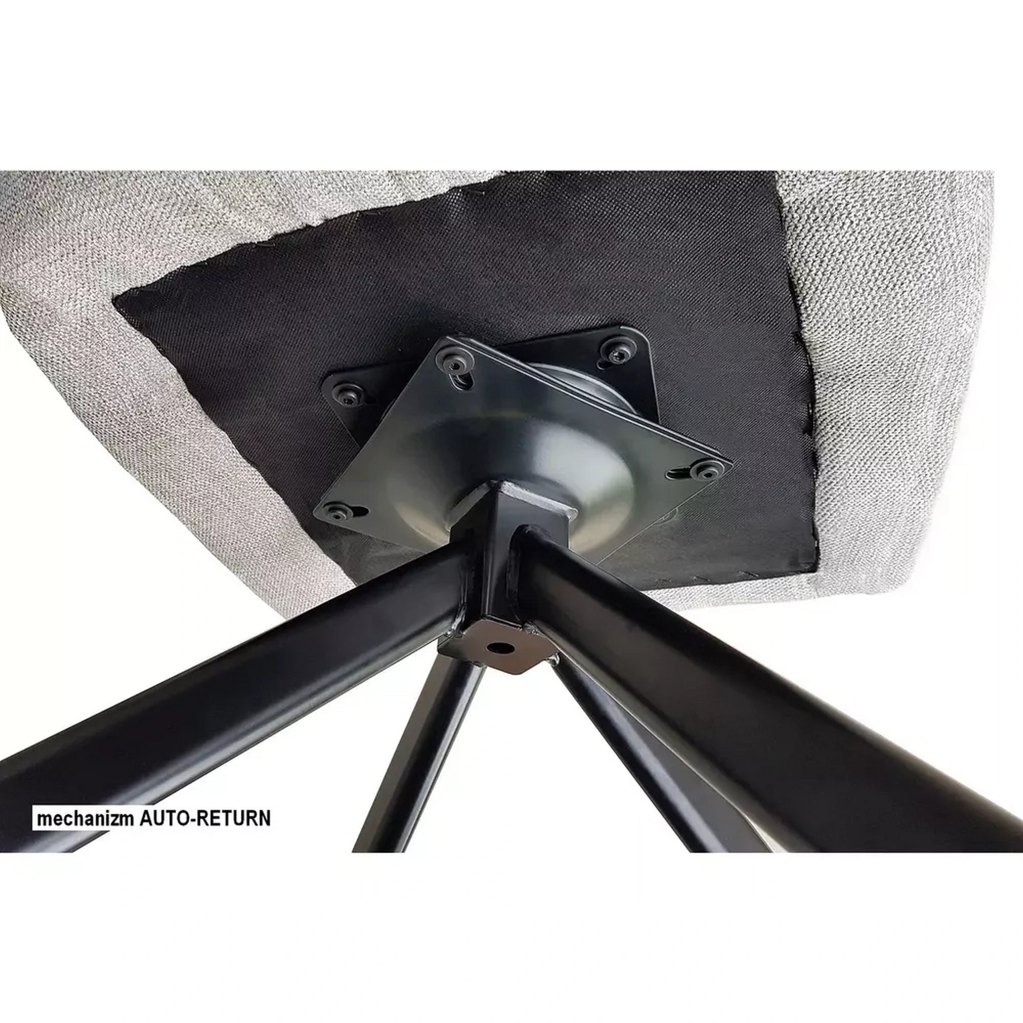 Scaun living rotativ AZALIA, bej inchis/negru, stofa catifelata/metal, 61x44x86 cm