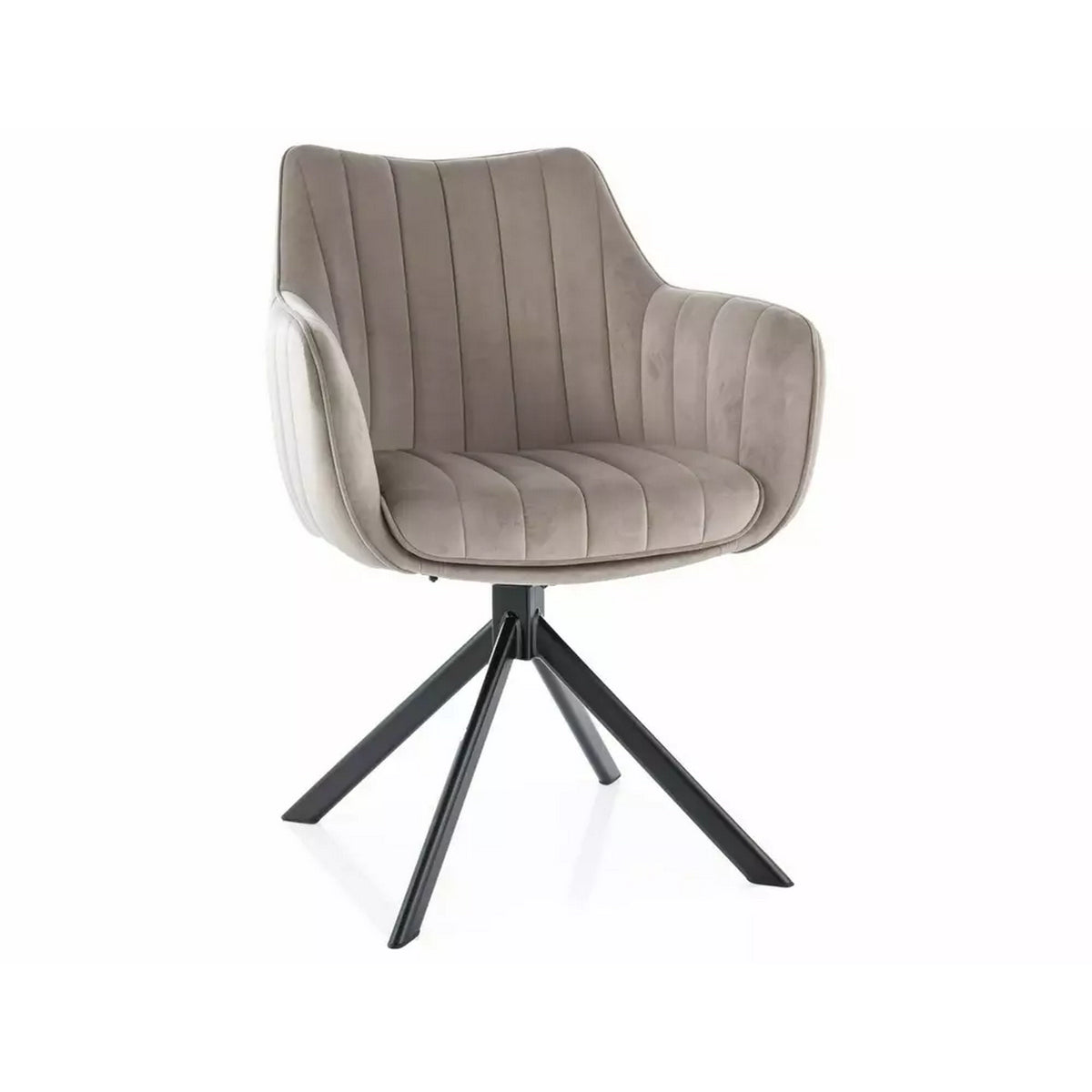 Scaun living rotativ AZALIA, bej inchis/negru, stofa catifelata/metal, 61x44x86 cm