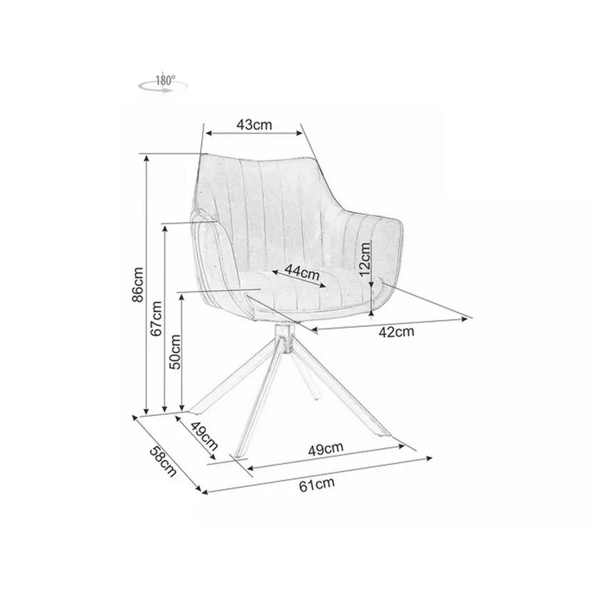 Scaun living rotativ AZALIA, bej inchis/negru, stofa catifelata/metal, 61x44x86 cm
