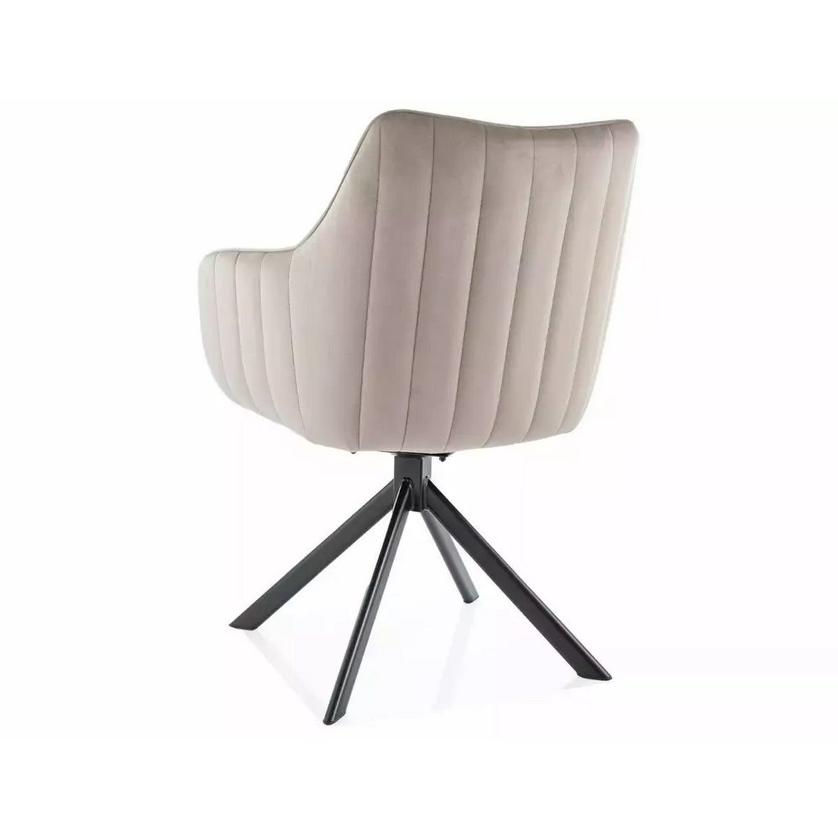 Scaun living rotativ AZALIA, bej inchis/negru, stofa catifelata/metal, 61x44x86 cm