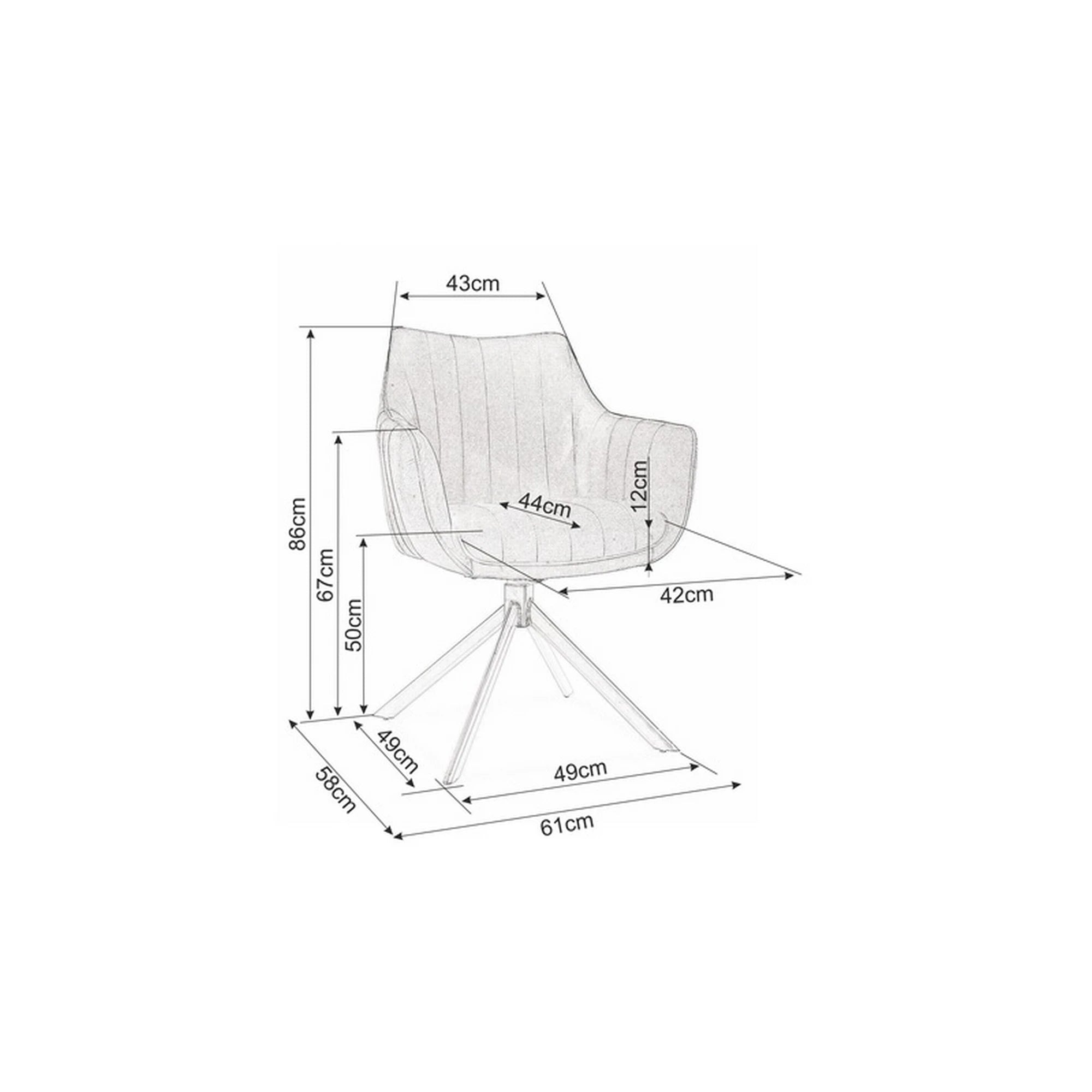 Scaun living rotativ AZALIA, albastru/negru, stofa catifelata/metal, 61x44x86 cm
