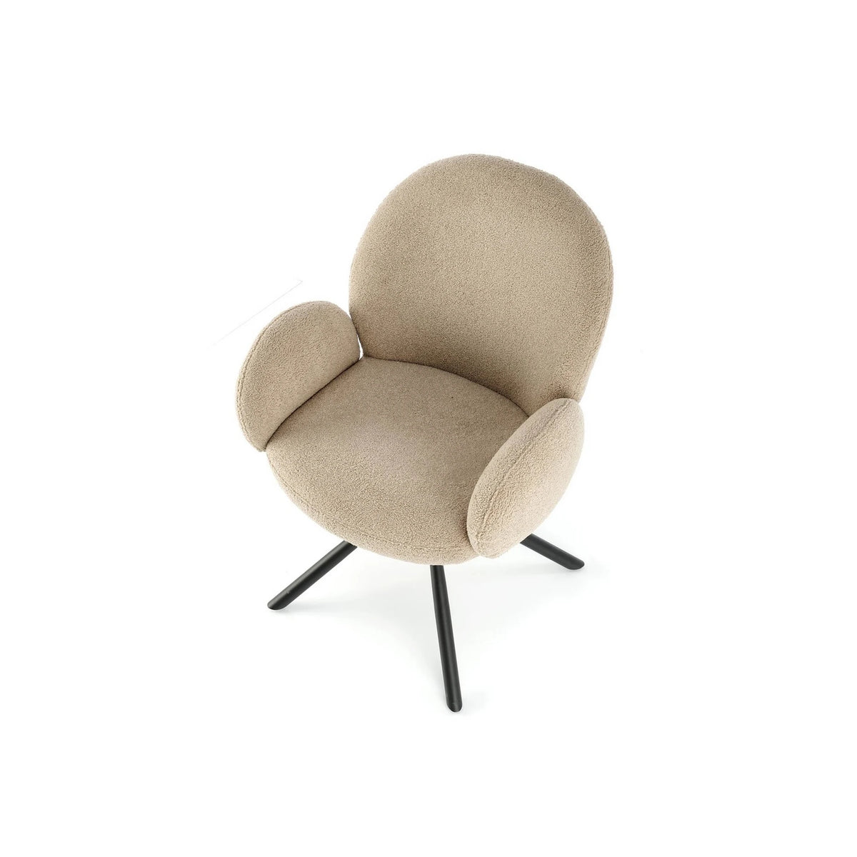 Scaun rotativ K498, cappuccino/negru, stofa buclata/metal, 64x63x90 cm