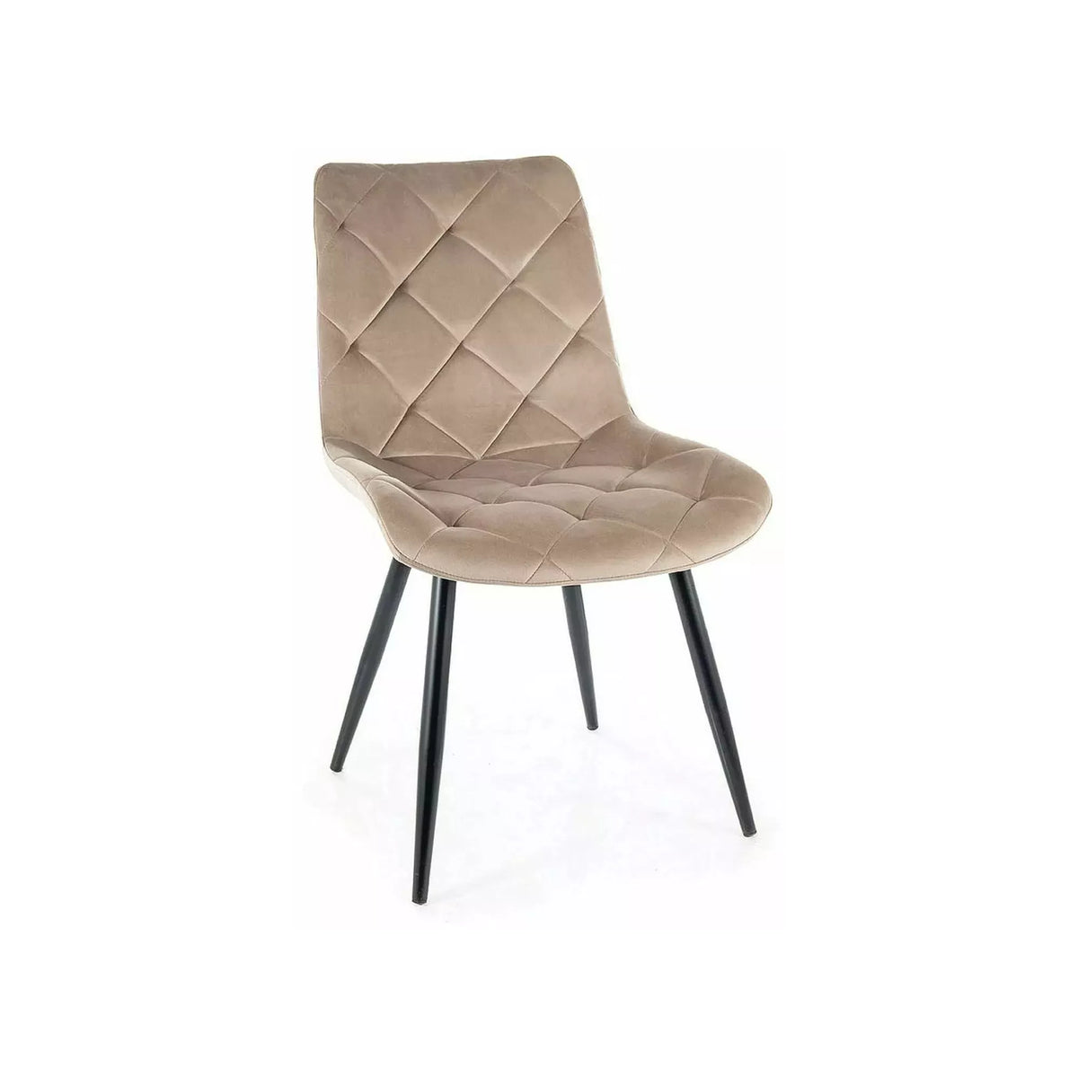 Scaun bej tapitat RALPH, stofa catifelata/metal, 51x42x88 cm